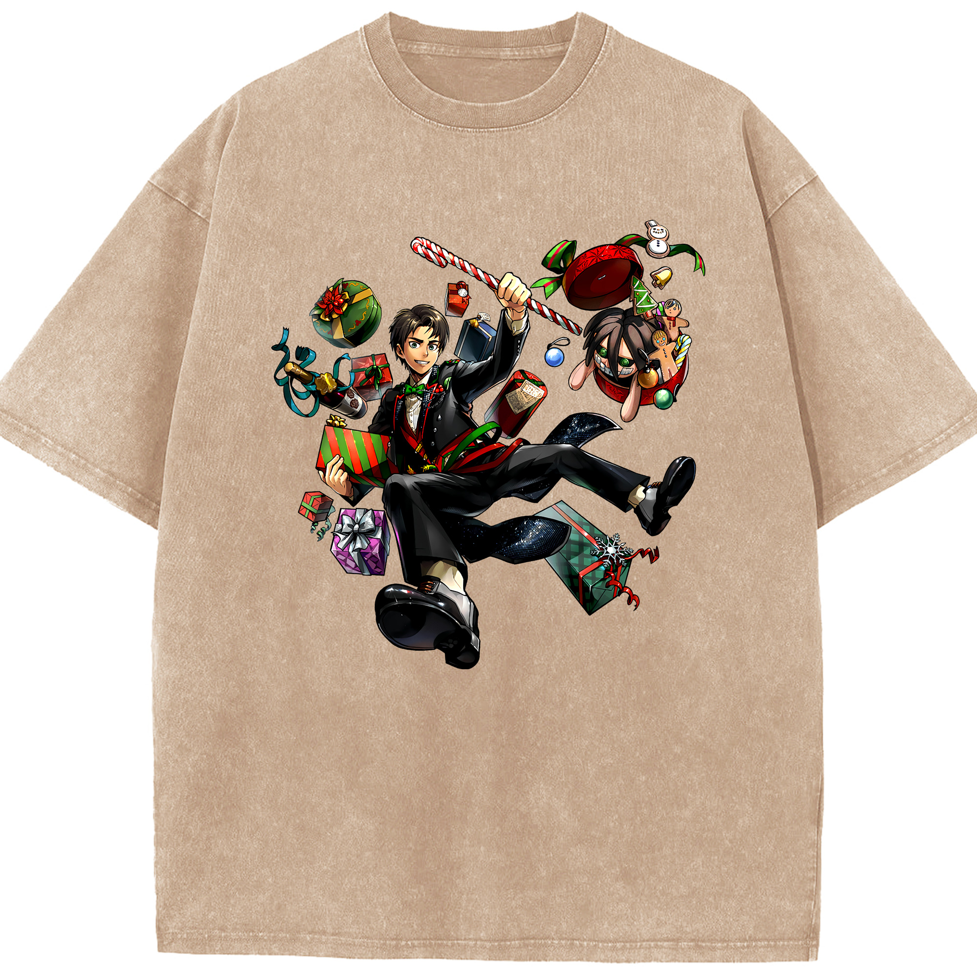 （画像用） 進撃の巨人 エレン･イェーガー Attack on Titan Eren Jäger 綿100% ヴィンテージ風 半袖Tシャツ（フロントプリント）
