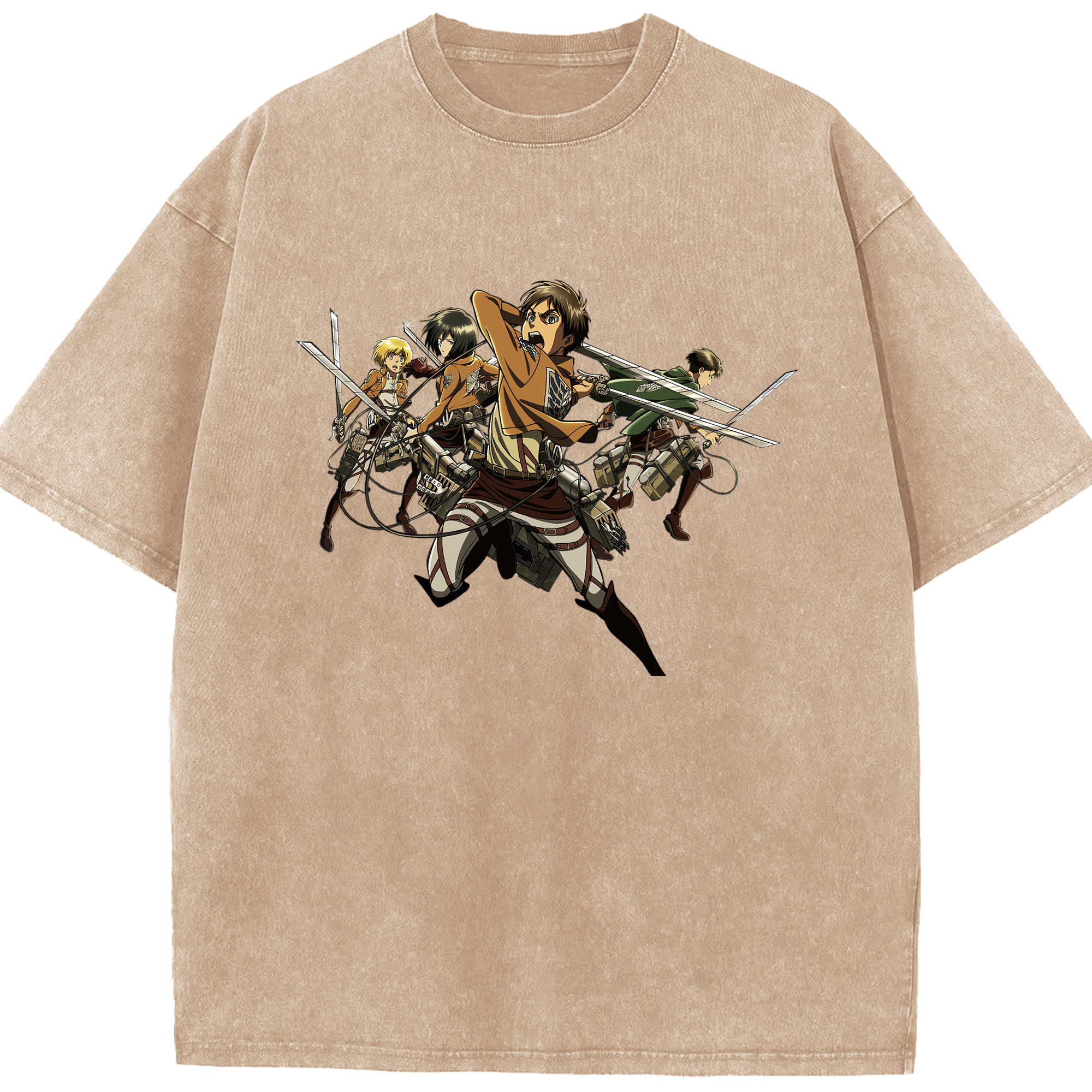 （画像用） 進撃の巨人 エレン･イェーガー Attack on Titan Eren Jäger 綿100% ヴィンテージ風 半袖Tシャツ（フロントプリント）