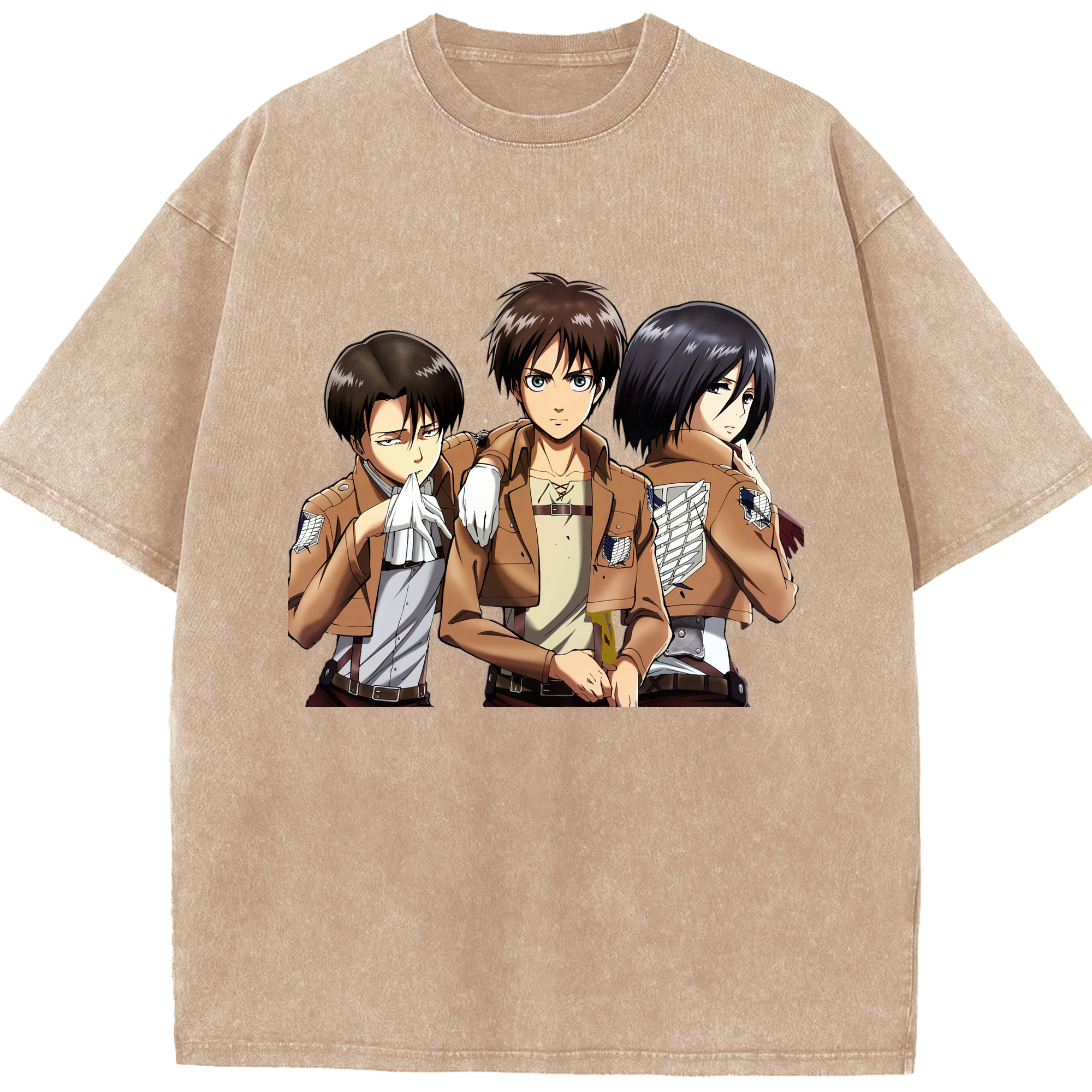 （画像用） 進撃の巨人 エレン･イェーガー Attack on Titan Eren Jäger 綿100% ヴィンテージ風 半袖Tシャツ（フロントプリント）