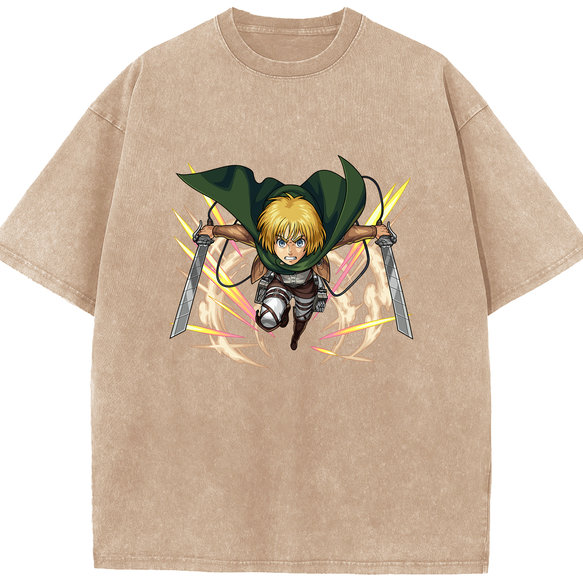 （画像用） 進撃の巨人 アルミン·アルレルト Attack on Titan Armin Arlert 綿100% ヴィンテージ風 半袖Tシャツ（フロントプリント）