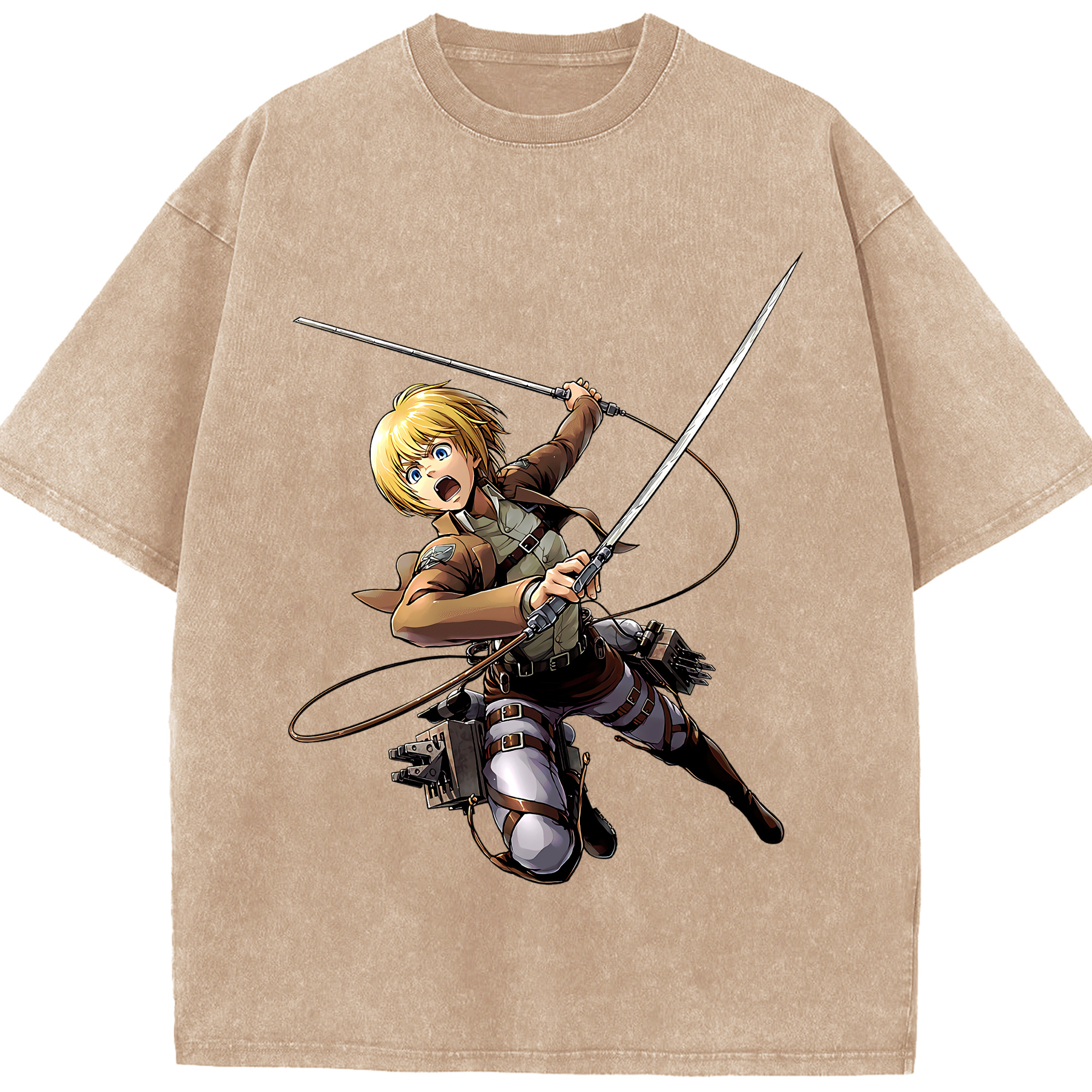 （画像用） 進撃の巨人 アルミン·アルレルト Attack on Titan Armin Arlert 綿100% ヴィンテージ風 半袖Tシャツ（フロントプリント）