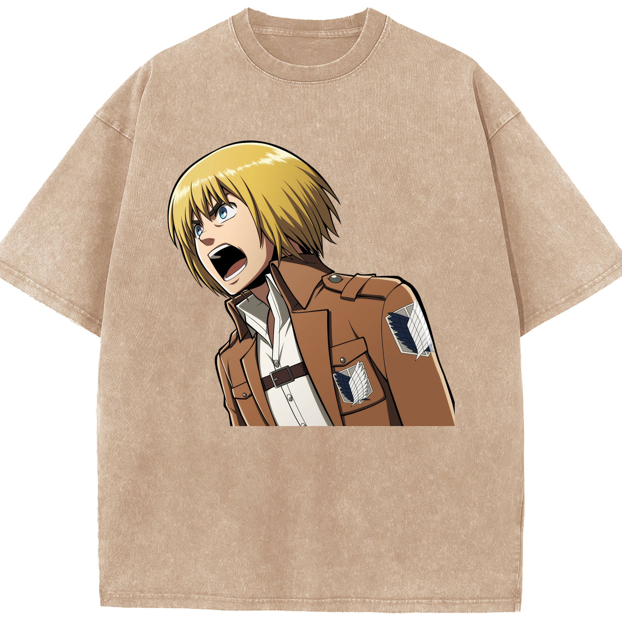 （画像用） 進撃の巨人 アルミン·アルレルト Attack on Titan Armin Arlert 綿100% ヴィンテージ風 半袖Tシャツ（フロントプリント）