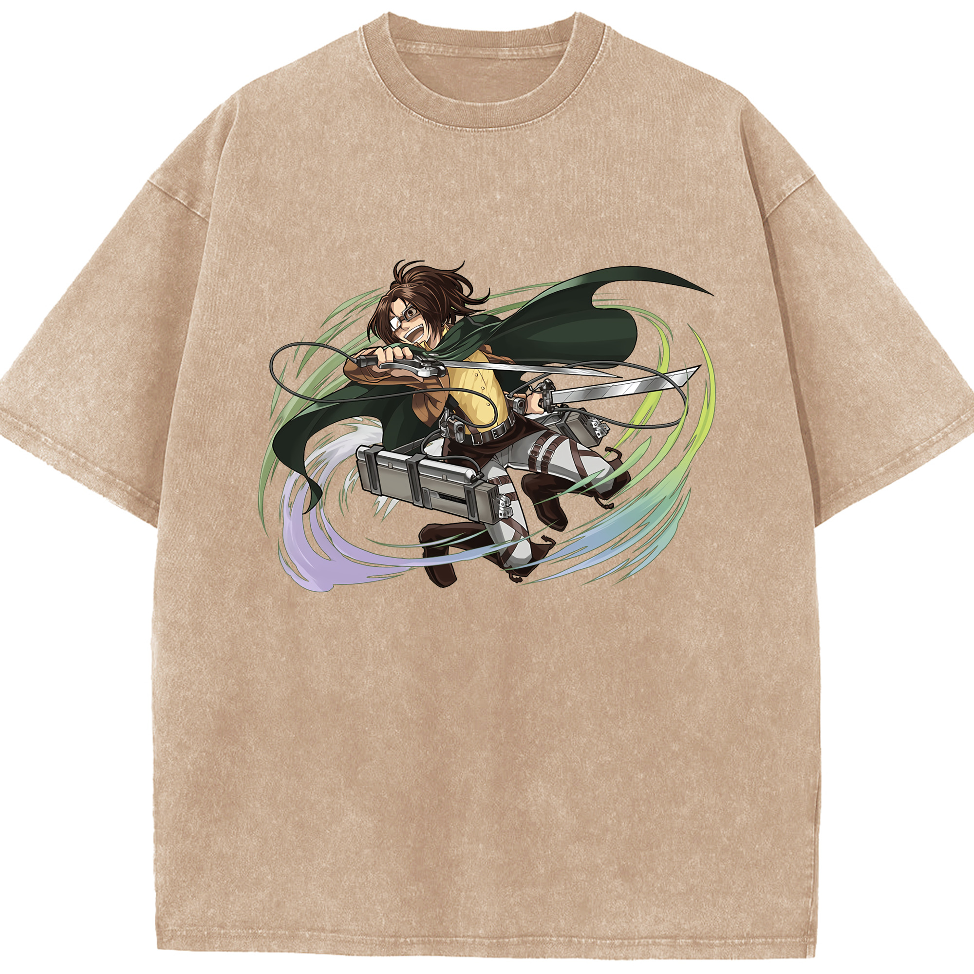 （画像用） 進撃の巨人 ハンジ·ゾエ Attack on Titan Hanji Zoe 綿100% ヴィンテージ風 半袖Tシャツ（フロントプリント）