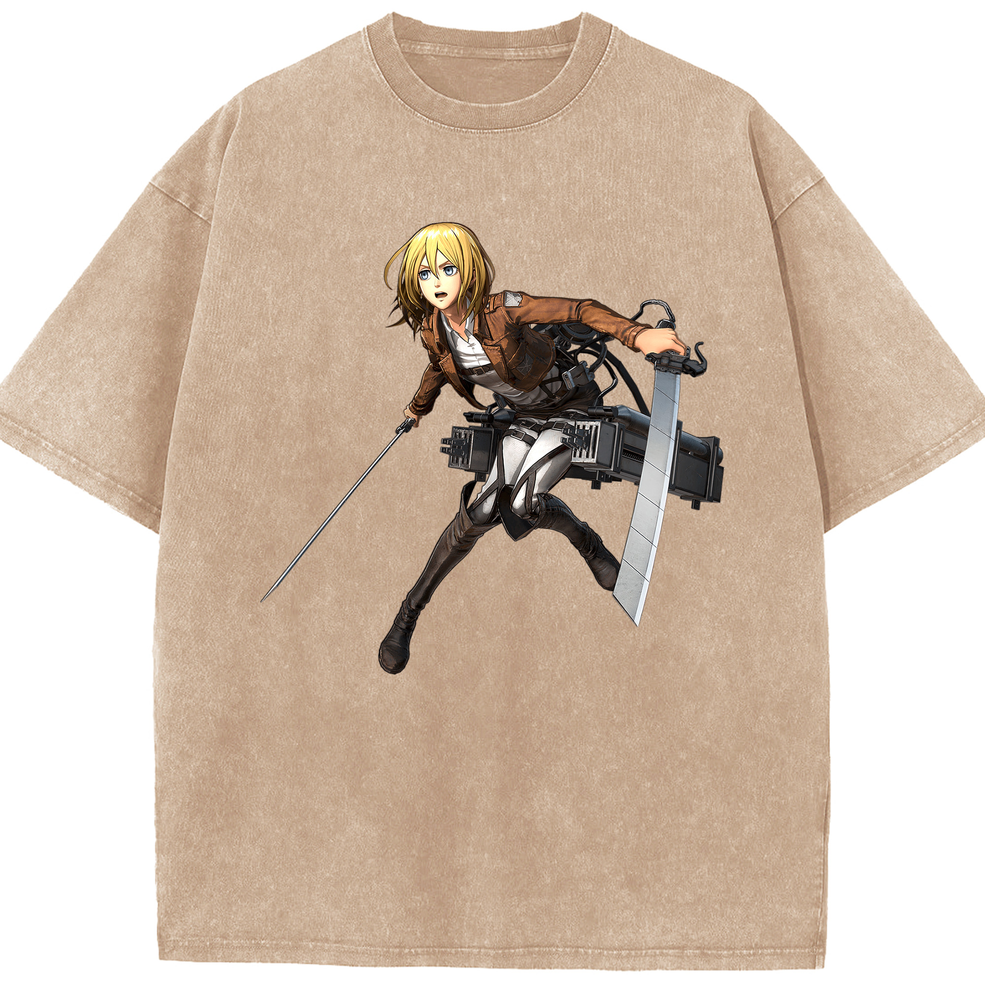 （画像用） 進撃の巨人 クリスタ·レンズ Attack on Titan Christa Lenz 綿100% ヴィンテージ風 半袖Tシャツ（フロントプリント）