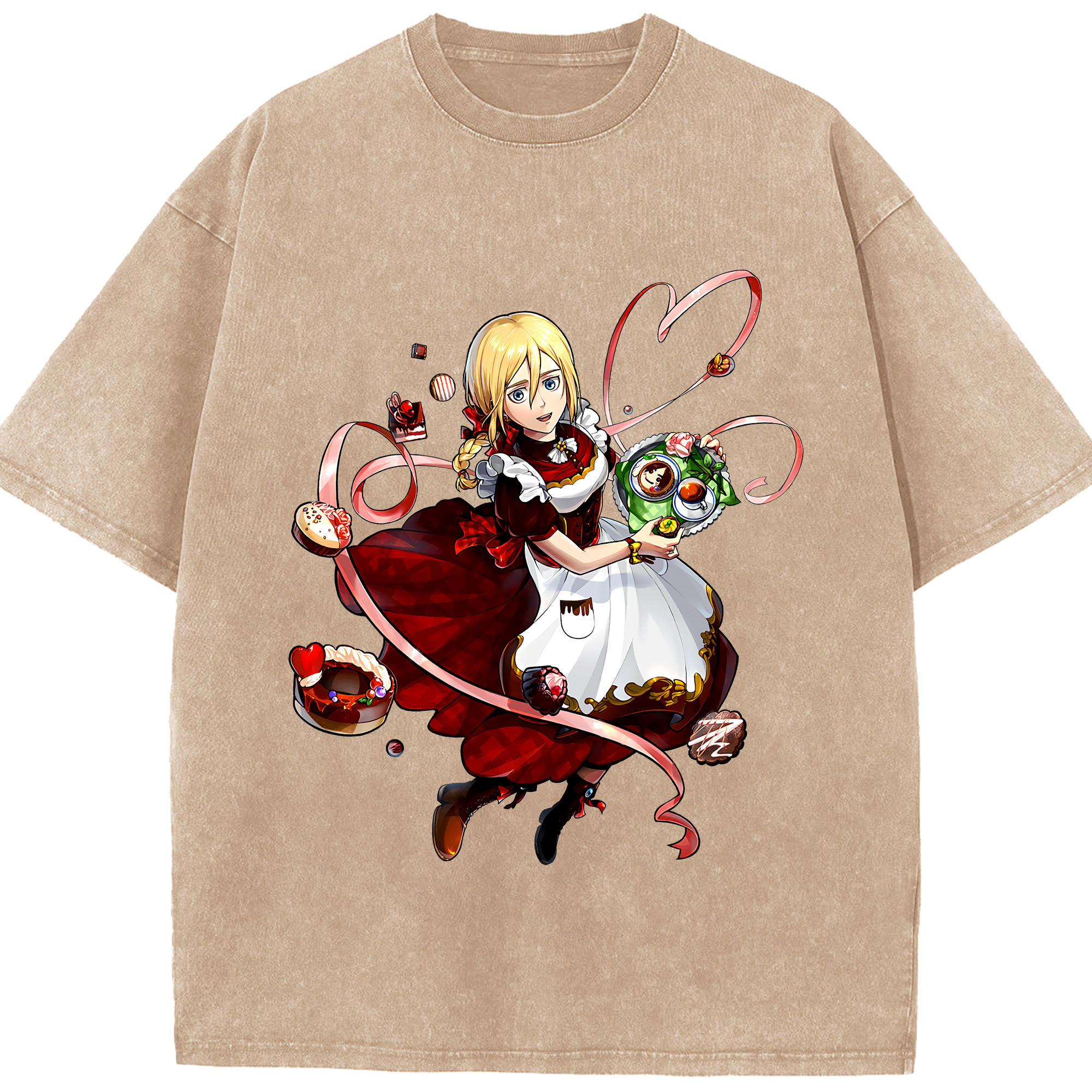 （画像用） 進撃の巨人 クリスタ·レンズ Attack on Titan Christa Lenz 綿100% ヴィンテージ風 半袖Tシャツ（フロントプリント）