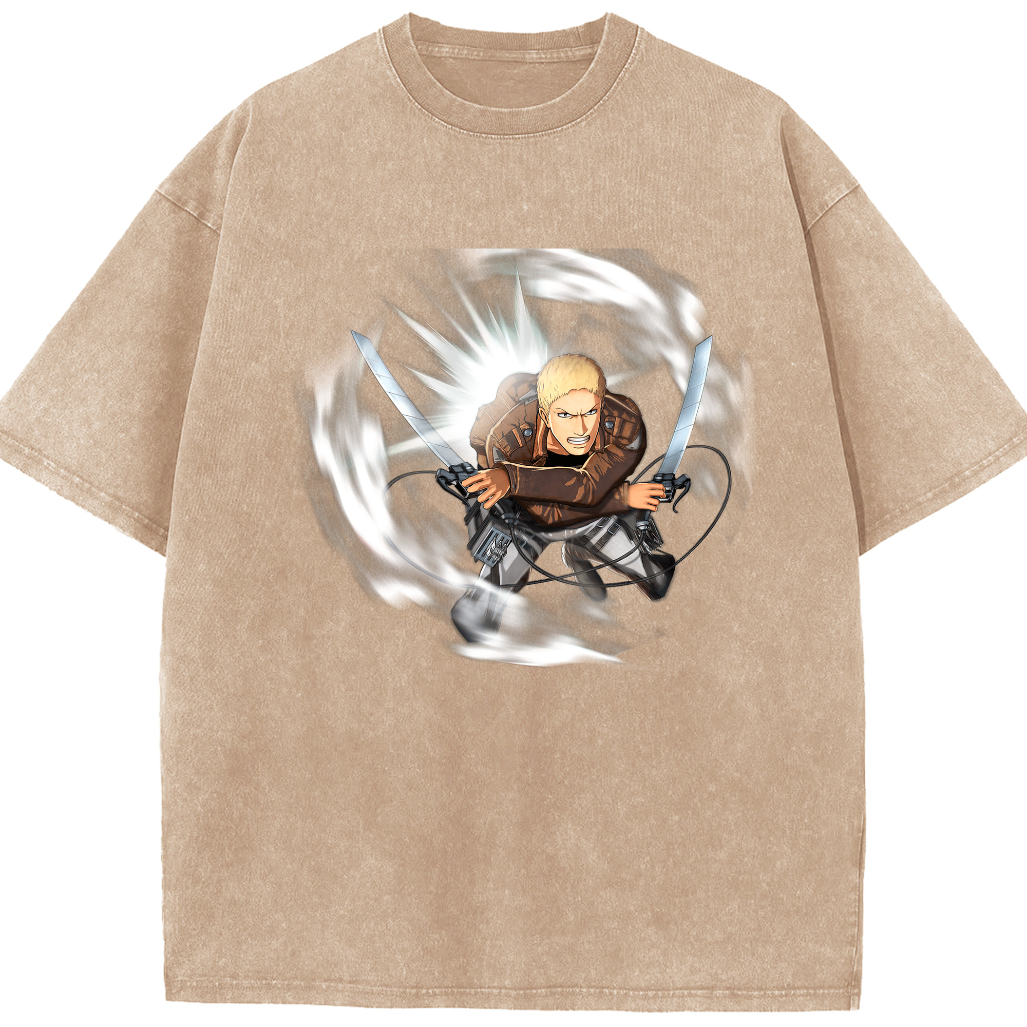 （画像用） 進撃の巨人 ライナー・ブラウン Attack on Titan Reiner Braun 綿100% ヴィンテージ風 半袖Tシャツ（フロントプリント）