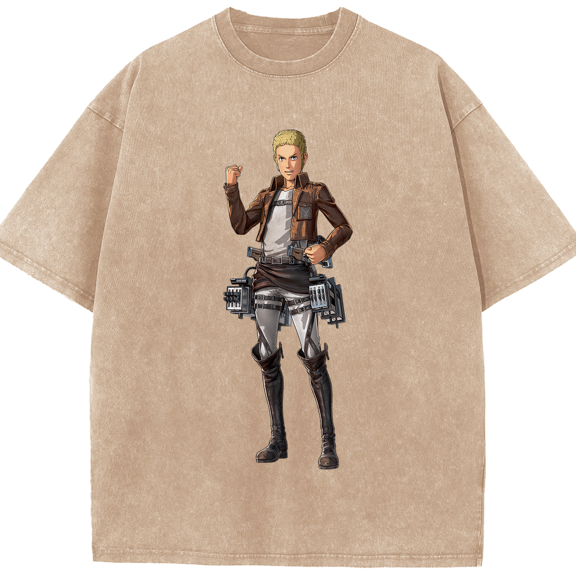 （画像用） 進撃の巨人 ライナー・ブラウン Attack on Titan Reiner Braun 綿100% ヴィンテージ風 半袖Tシャツ（フロントプリント）