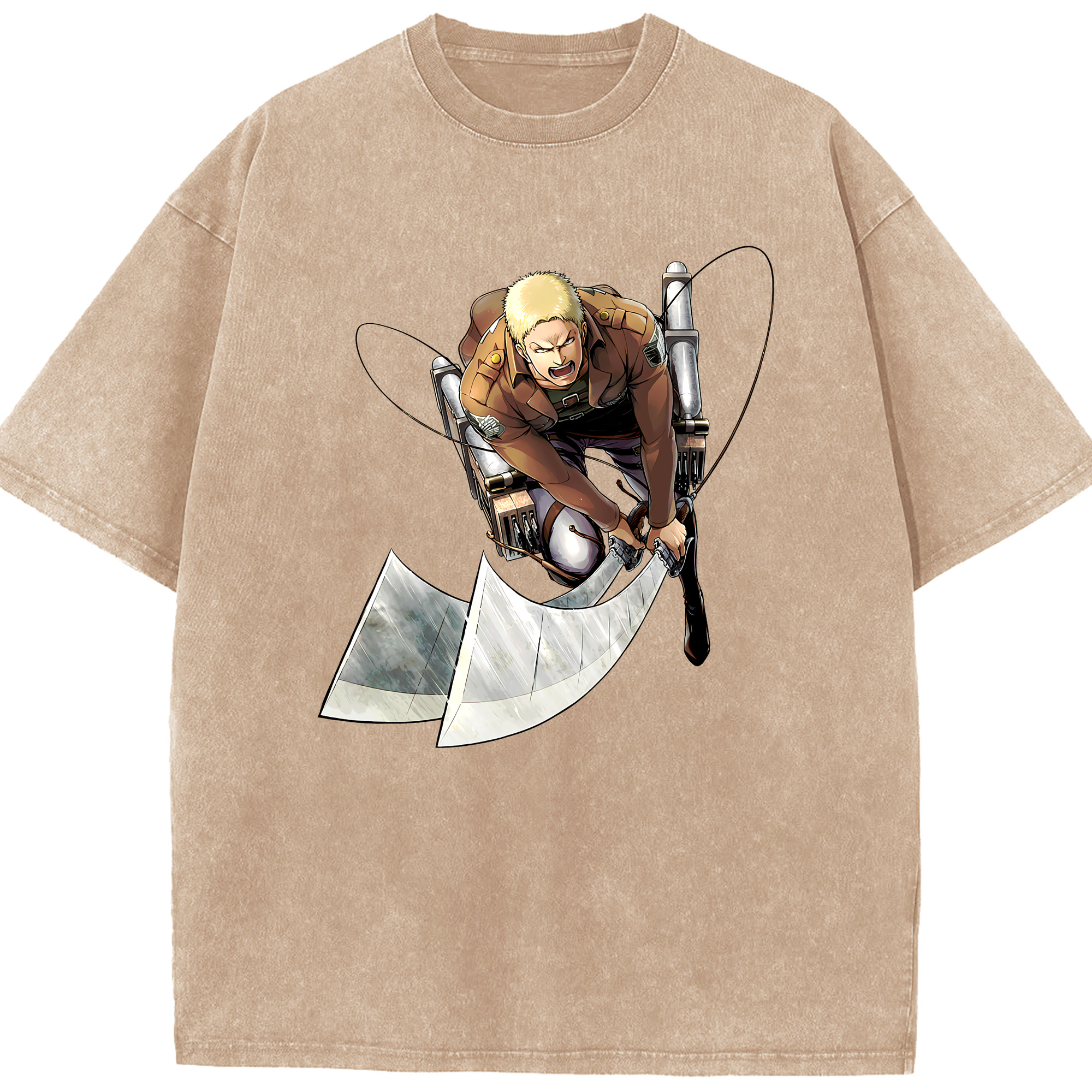 （画像用） 進撃の巨人 ライナー・ブラウン Attack on Titan Reiner Braun 綿100% ヴィンテージ風 半袖Tシャツ（フロントプリント）