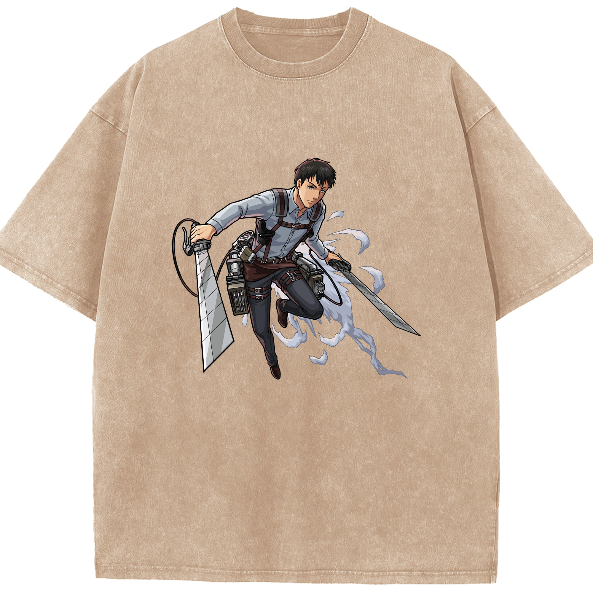 （画像用） 進撃の巨人 ベルトルト・フーバー Attack on Titan Bertholdt Hoover 綿100% ヴィンテージ風 半袖Tシャツ（フロントプリント）