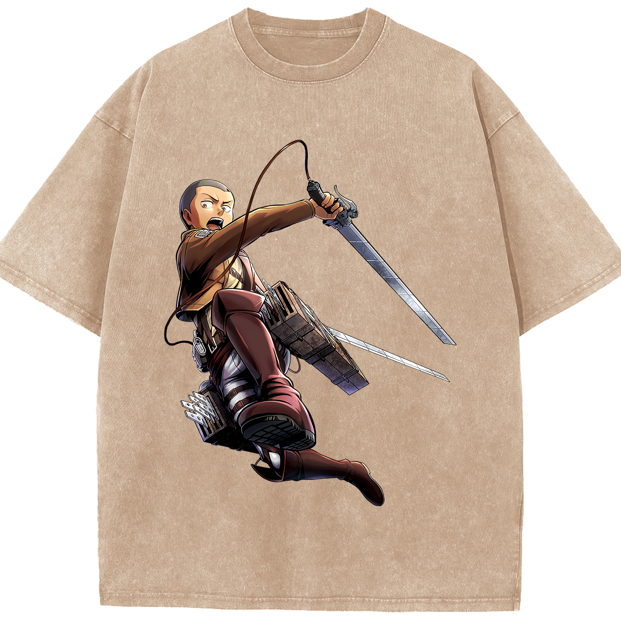 （画像用） 進撃の巨人 コニー·スプリンガー Attack on Titan Connie Springer 綿100% ヴィンテージ風 半袖Tシャツ（フロントプリント）