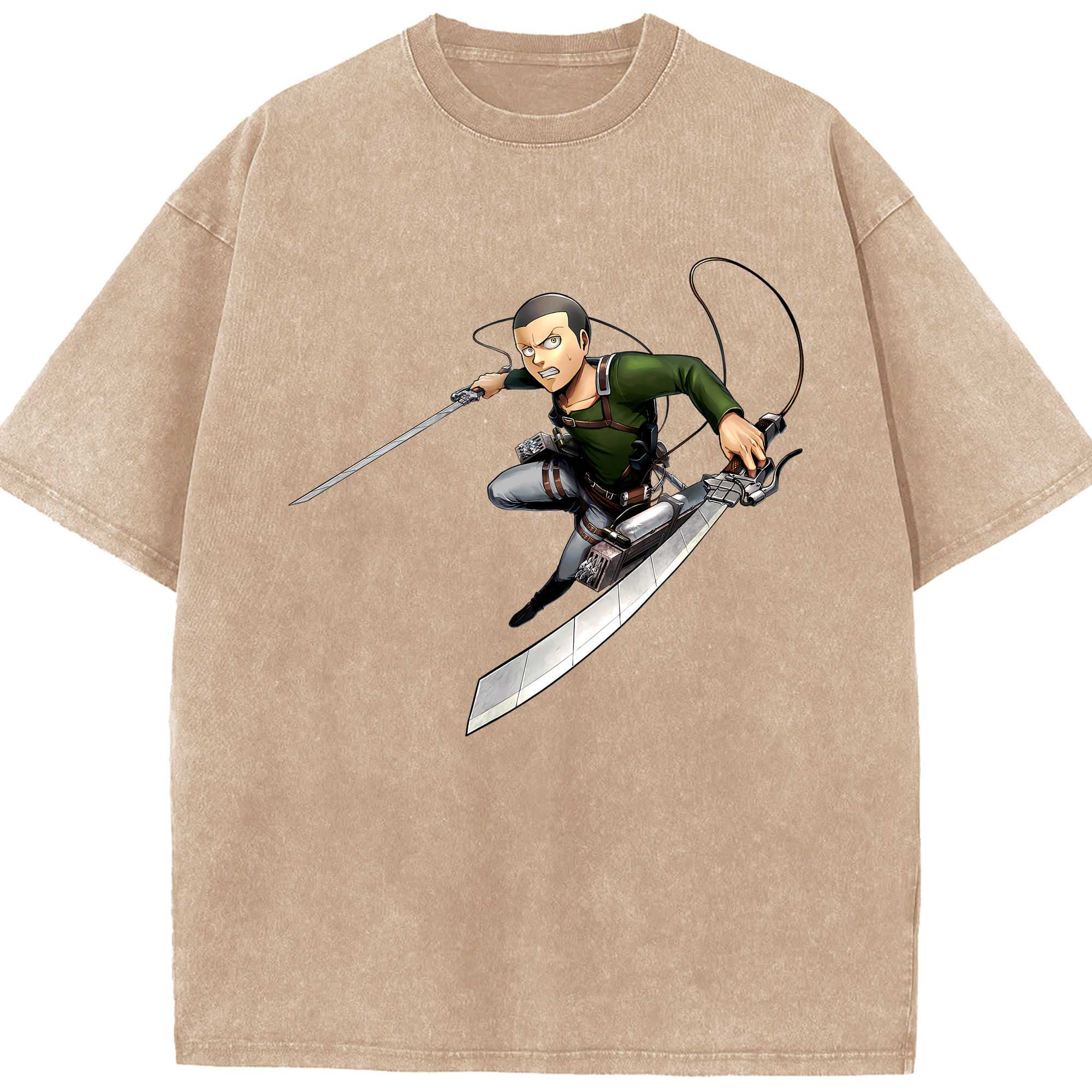 （画像用） 進撃の巨人 コニー·スプリンガー Attack on Titan Connie Springer 綿100% ヴィンテージ風 半袖Tシャツ（フロントプリント）