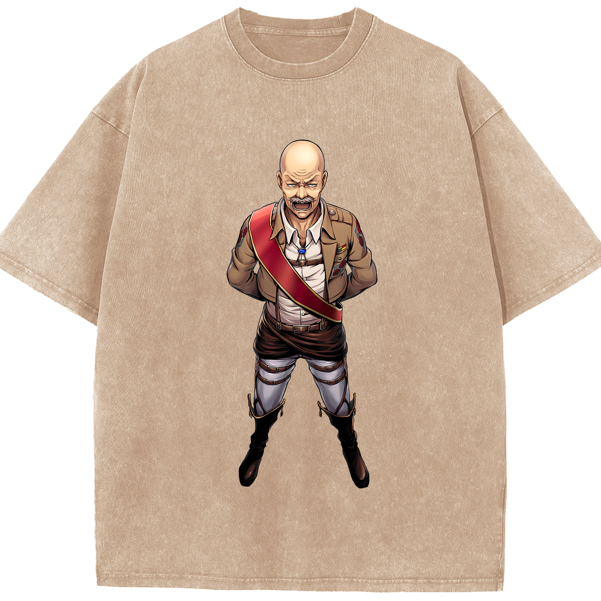 （画像用） 進撃の巨人 ドット·ピクシス Attack on Titan Dot Pixis 綿100% ヴィンテージ風 半袖Tシャツ（フロントプリント）
