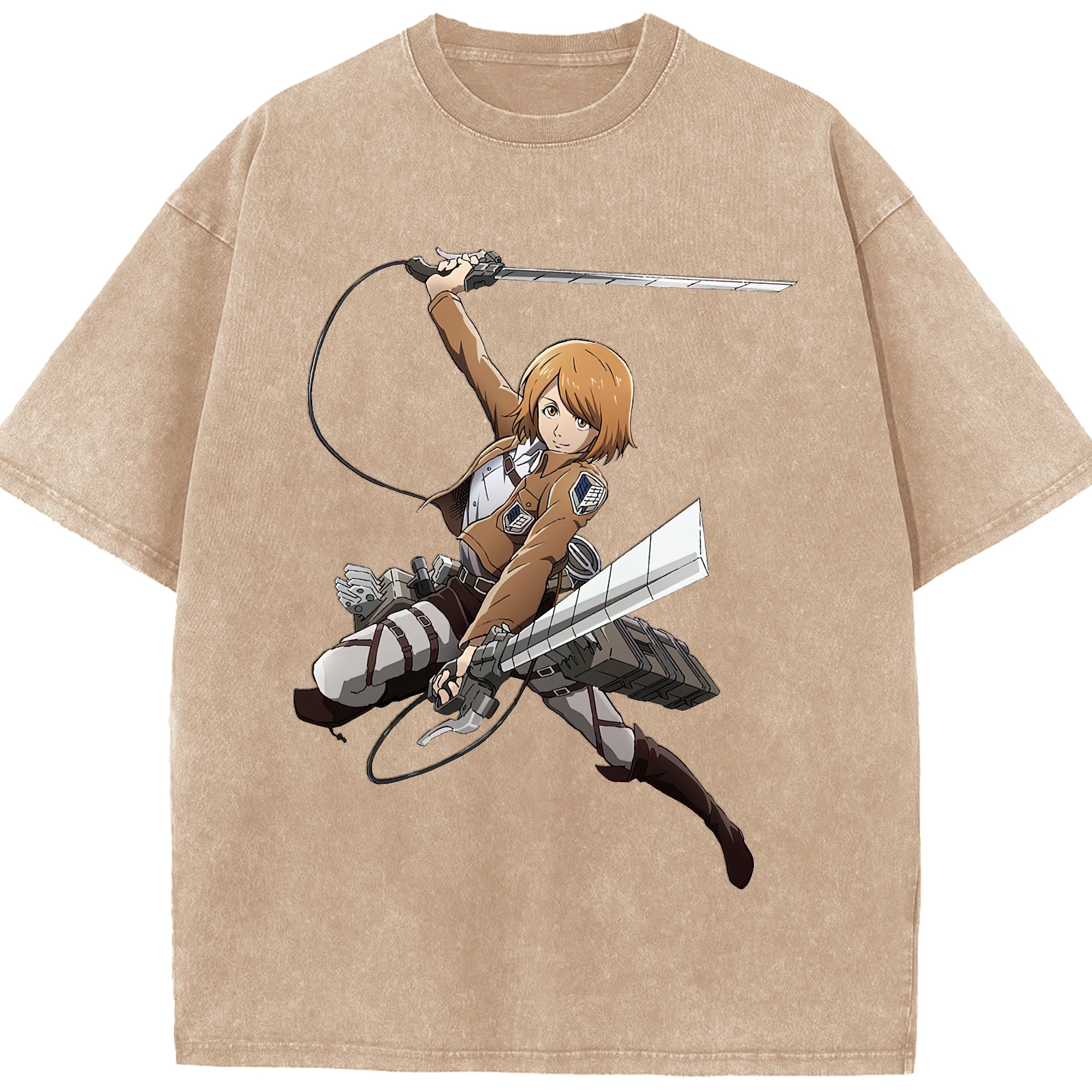 （画像用） 進撃の巨人 ペトラ·ラル Attack on Titan Petra Rall 綿100% ヴィンテージ風 半袖Tシャツ（フロントプリント）