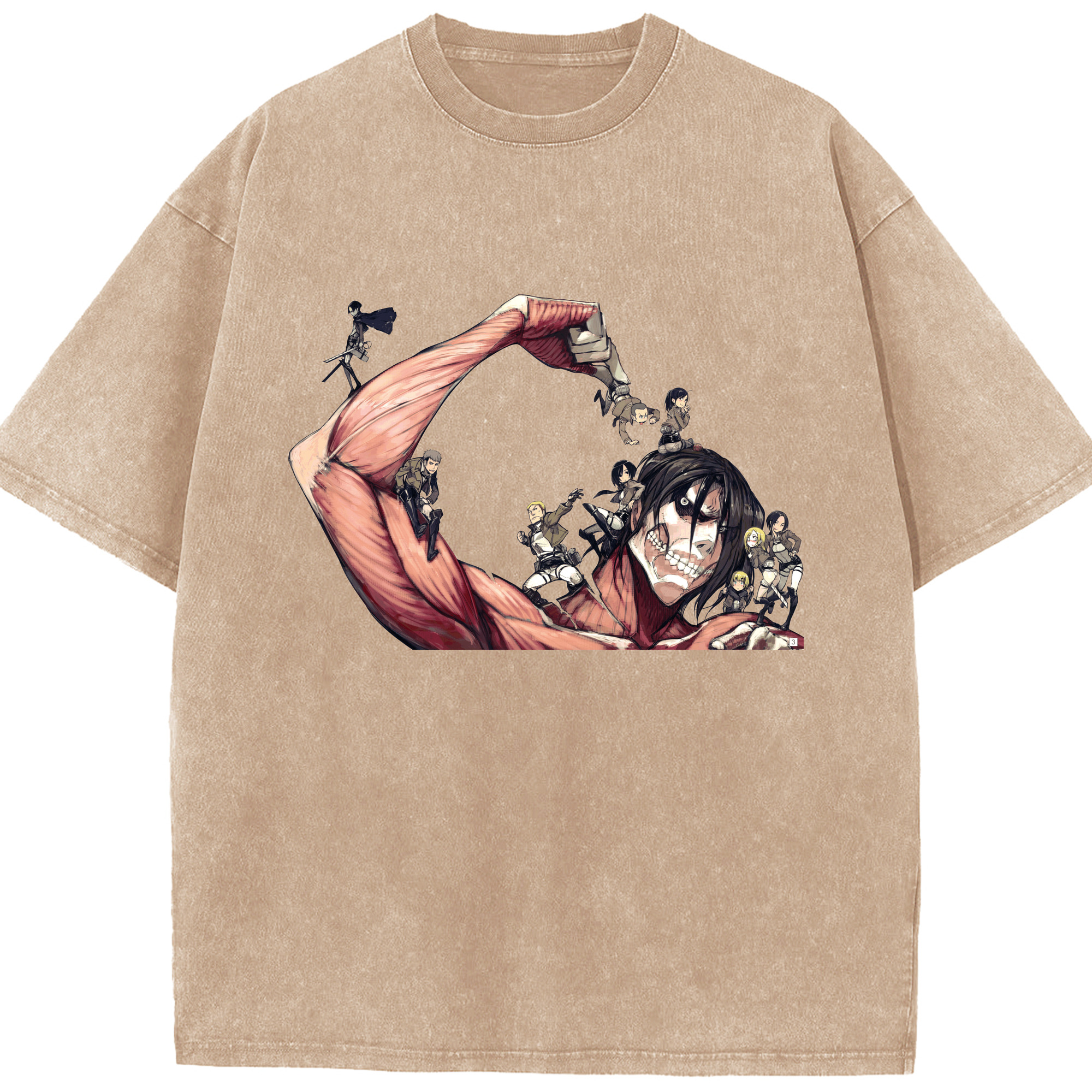 （画像用） 進撃の巨人 Attack on Titan 綿100% ヴィンテージ風 半袖Tシャツ（フロントプリント）