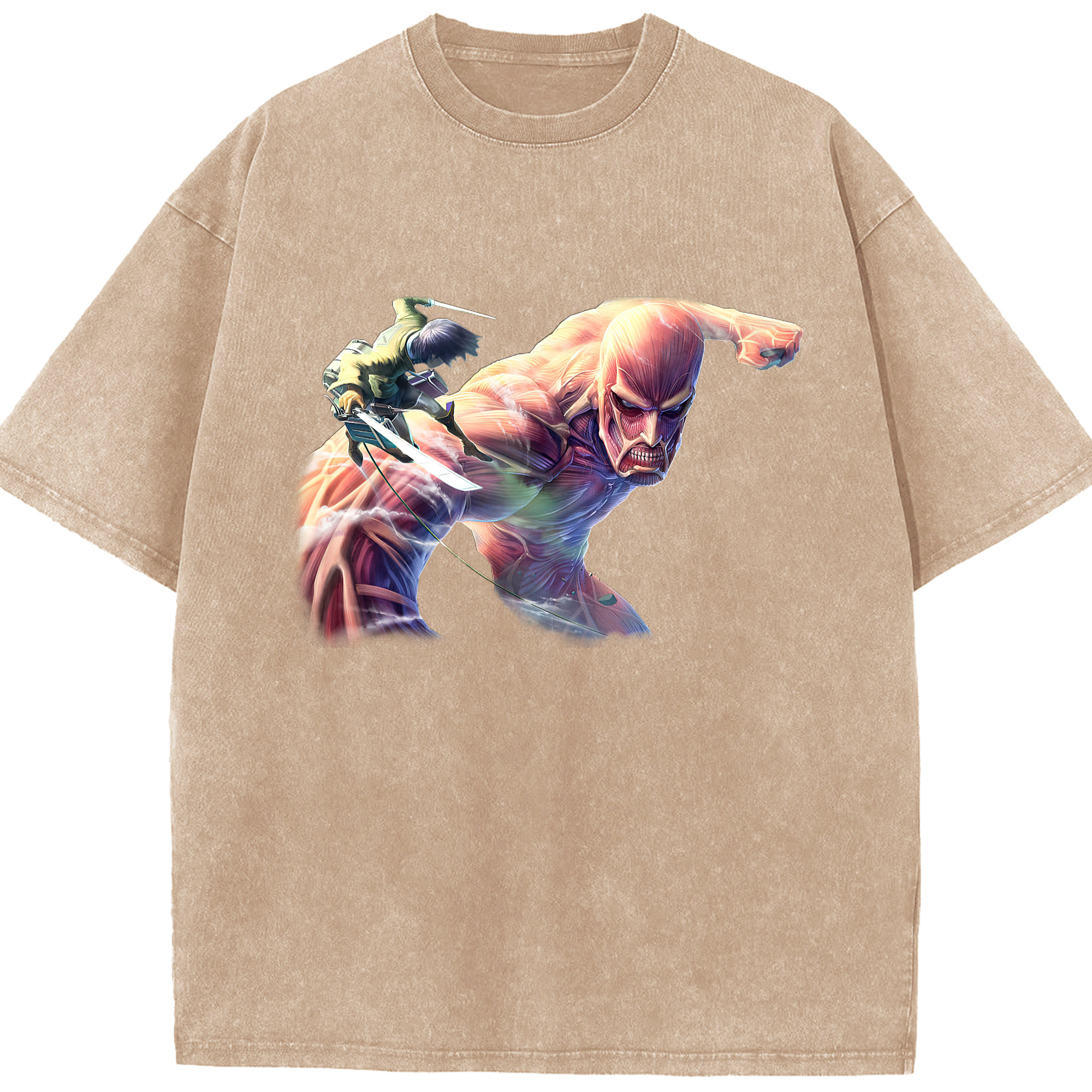 （画像用） 進撃の巨人 Attack on Titan 綿100% ヴィンテージ風 半袖Tシャツ（フロントプリント）