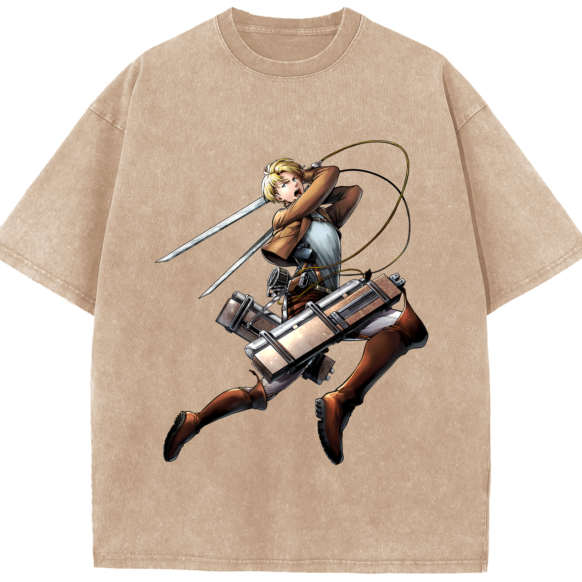 （画像用） 進撃の巨人 Attack on Titan 綿100% ヴィンテージ風 半袖Tシャツ（フロントプリント）