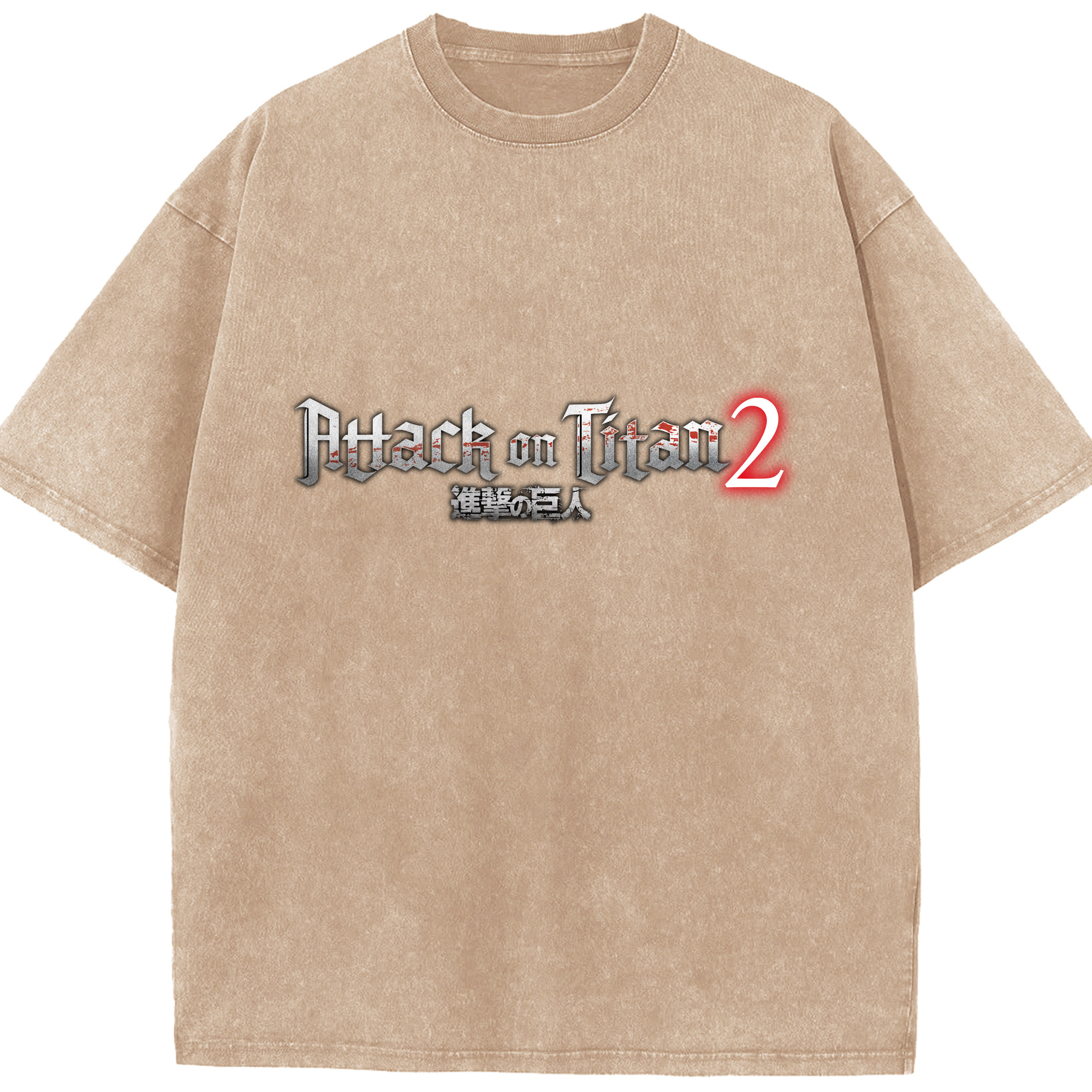 （画像用） 進撃の巨人 Attack on Titan 綿100% ヴィンテージ風 半袖Tシャツ（フロントプリント）