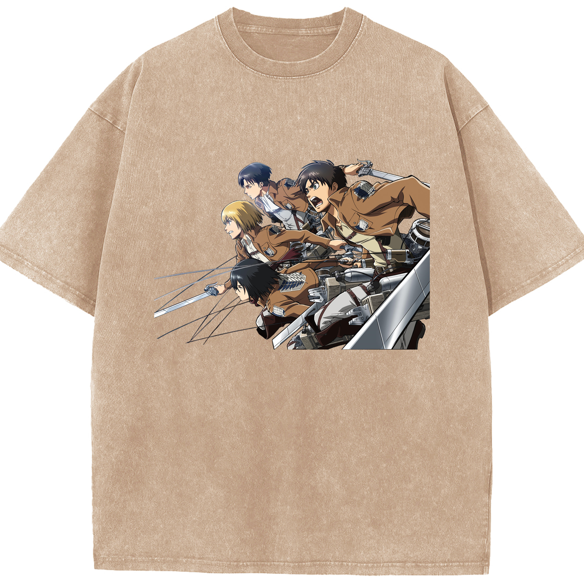 （画像用） 進撃の巨人 Attack on Titan 綿100% ヴィンテージ風 半袖Tシャツ（フロントプリント）
