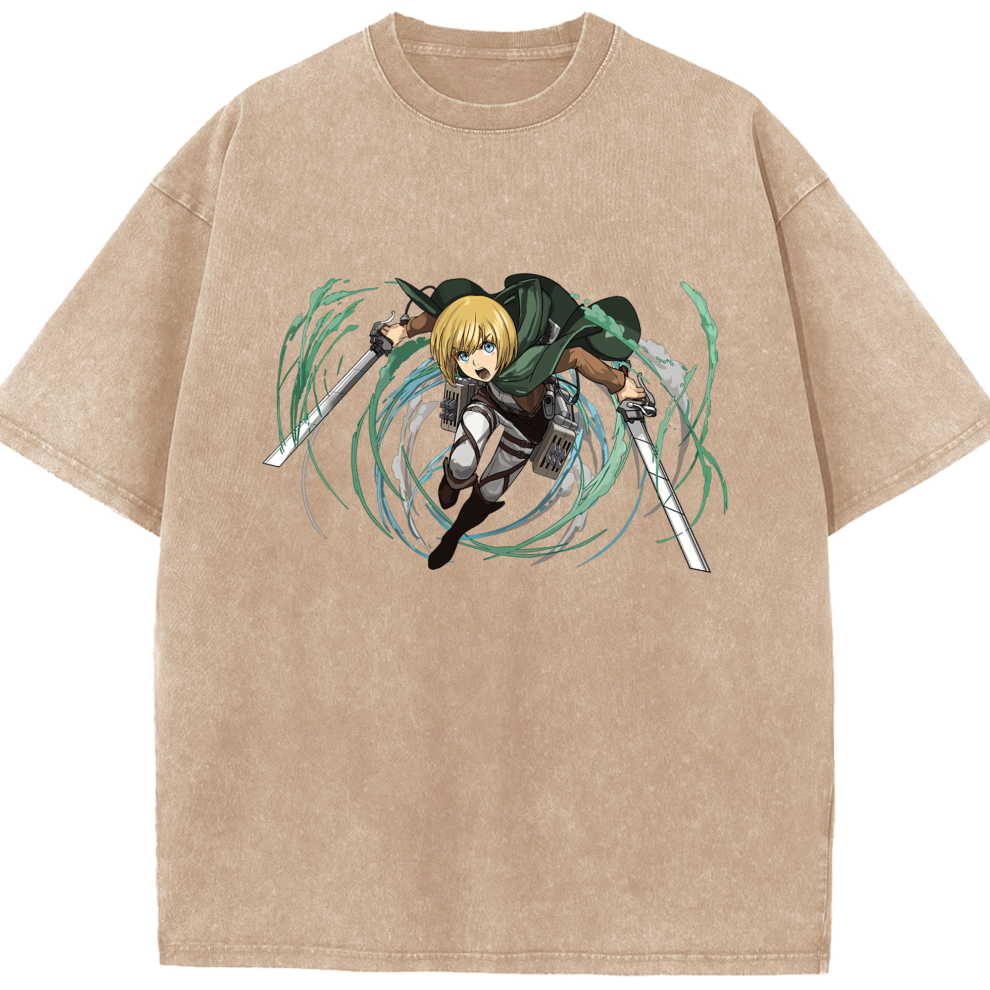 （画像用） 進撃の巨人 アルミン·アルレルト Attack on Titan Armin Arlert 綿100% ヴィンテージ風 半袖Tシャツ（フロントプリント）