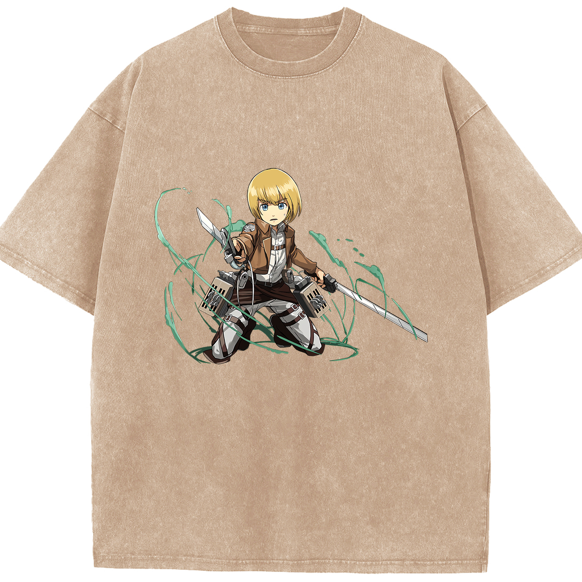 （画像用） 進撃の巨人 アルミン·アルレルト Attack on Titan Armin Arlert 綿100% ヴィンテージ風 半袖Tシャツ（フロントプリント）