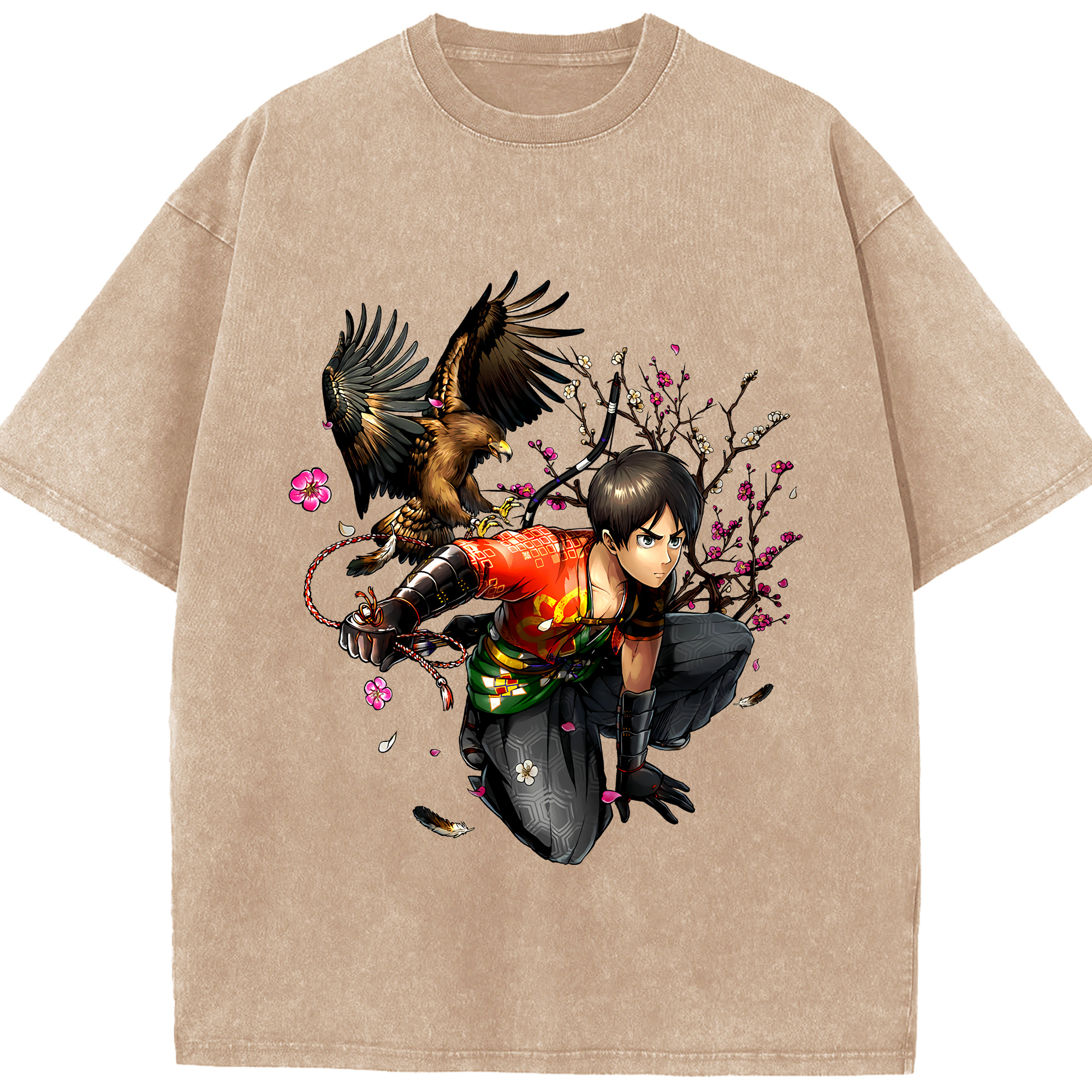 （画像用） 進撃の巨人 エレン･イェーガー Attack on Titan Eren Jäger 綿100% ヴィンテージ風 半袖Tシャツ（フロントプリント）