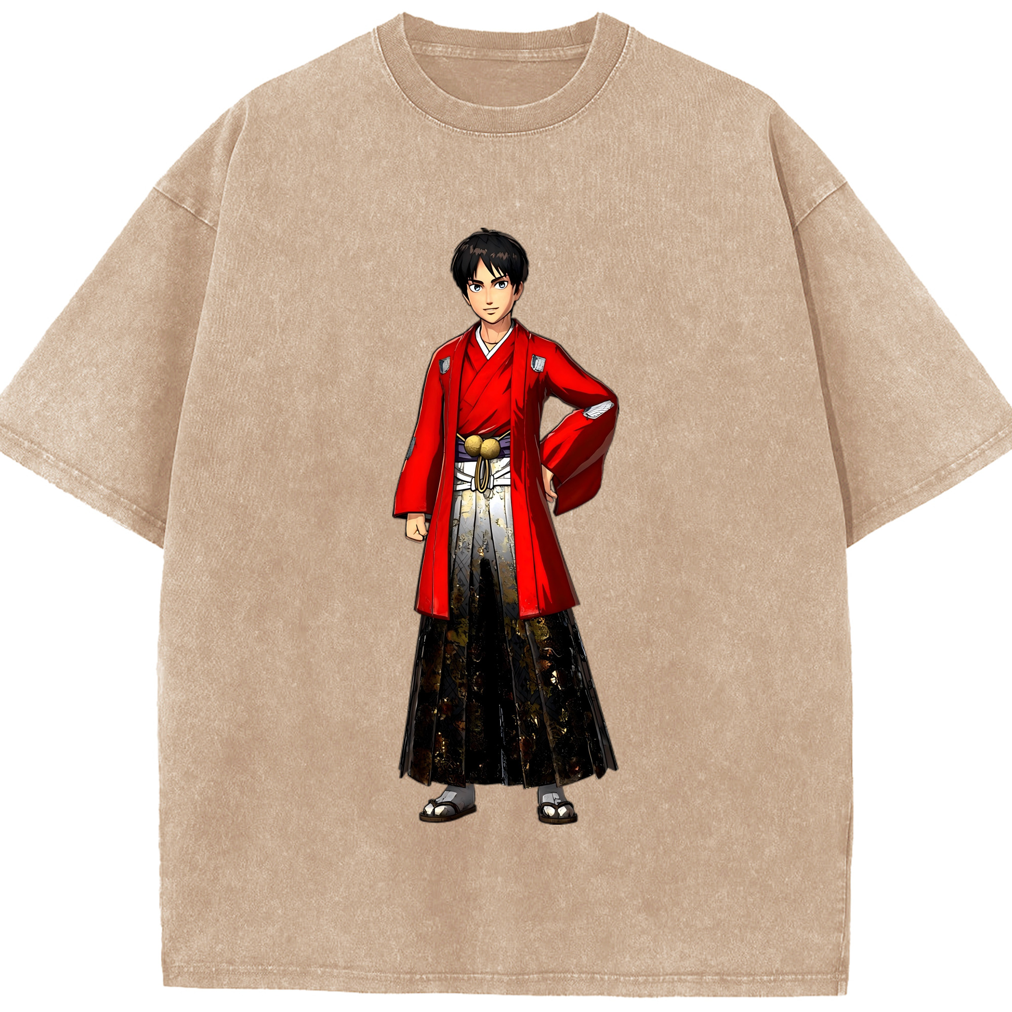 （画像用） 進撃の巨人 エレン･イェーガー Attack on Titan Eren Jäger 綿100% ヴィンテージ風 半袖Tシャツ（フロントプリント）