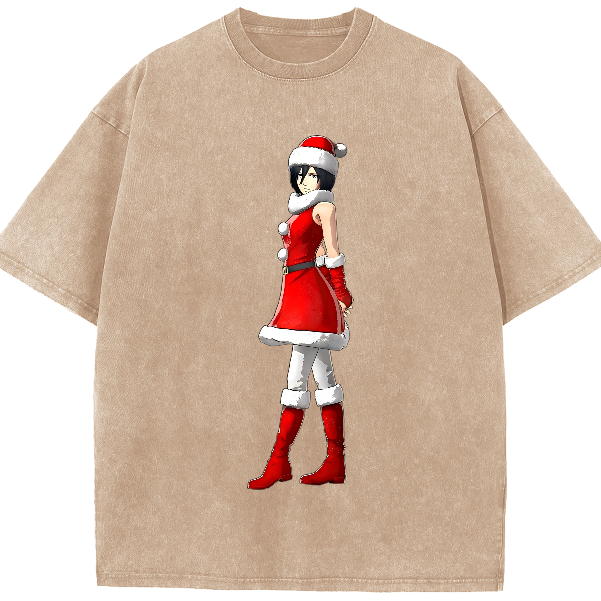 （画像用） 進撃の巨人 ミカサ·アッカーマン Attack on Titan Mikasa Ackerman 綿100% ヴィンテージ風 半袖Tシャツ（フロントプリント）