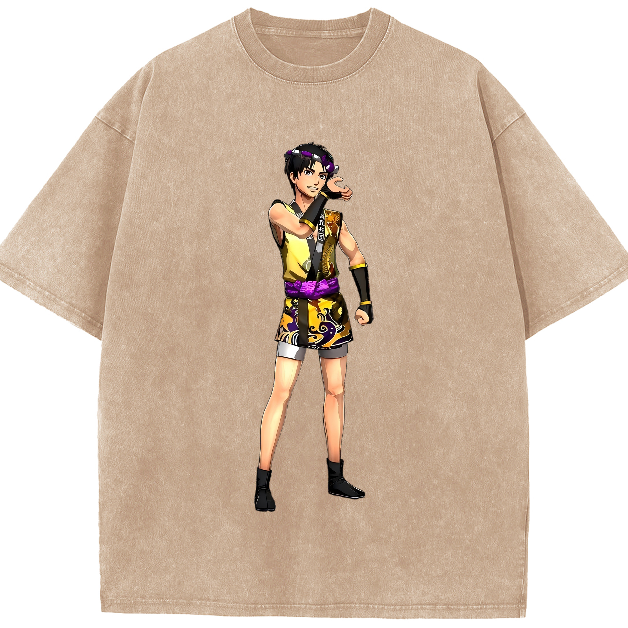 （画像用） 進撃の巨人 リヴァイ·アッカーマン Attack on Titan Levi Ackerman 綿100% ヴィンテージ風 半袖Tシャツ（フロントプリント）