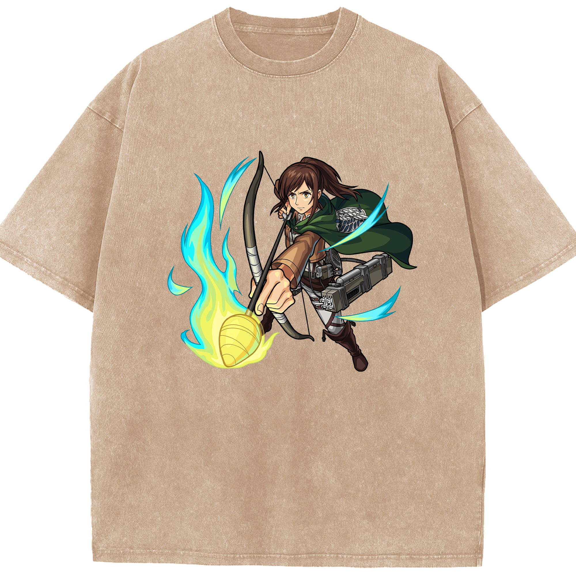 （画像用） 進撃の巨人 サシャ·ブラウス Attack on Titan Sasha Blaus 綿100% ヴィンテージ風 半袖Tシャツ（フロントプリント）