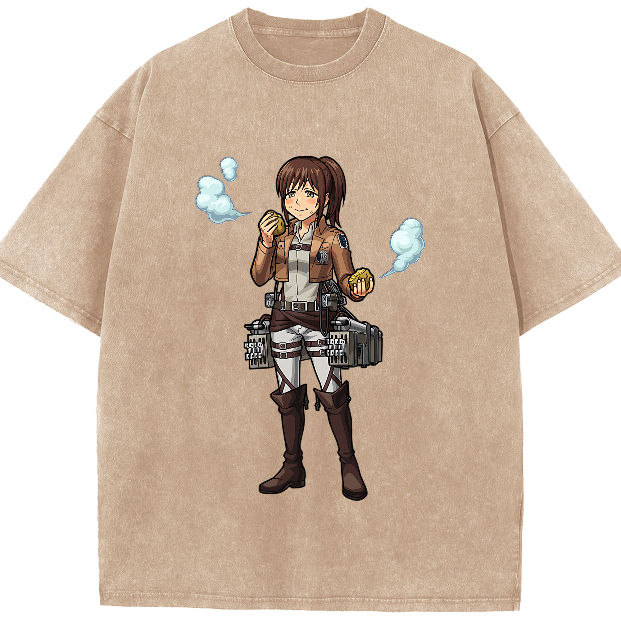 （画像用） 進撃の巨人 サシャ·ブラウス Attack on Titan Sasha Blaus 綿100% ヴィンテージ風 半袖Tシャツ（フロントプリント）