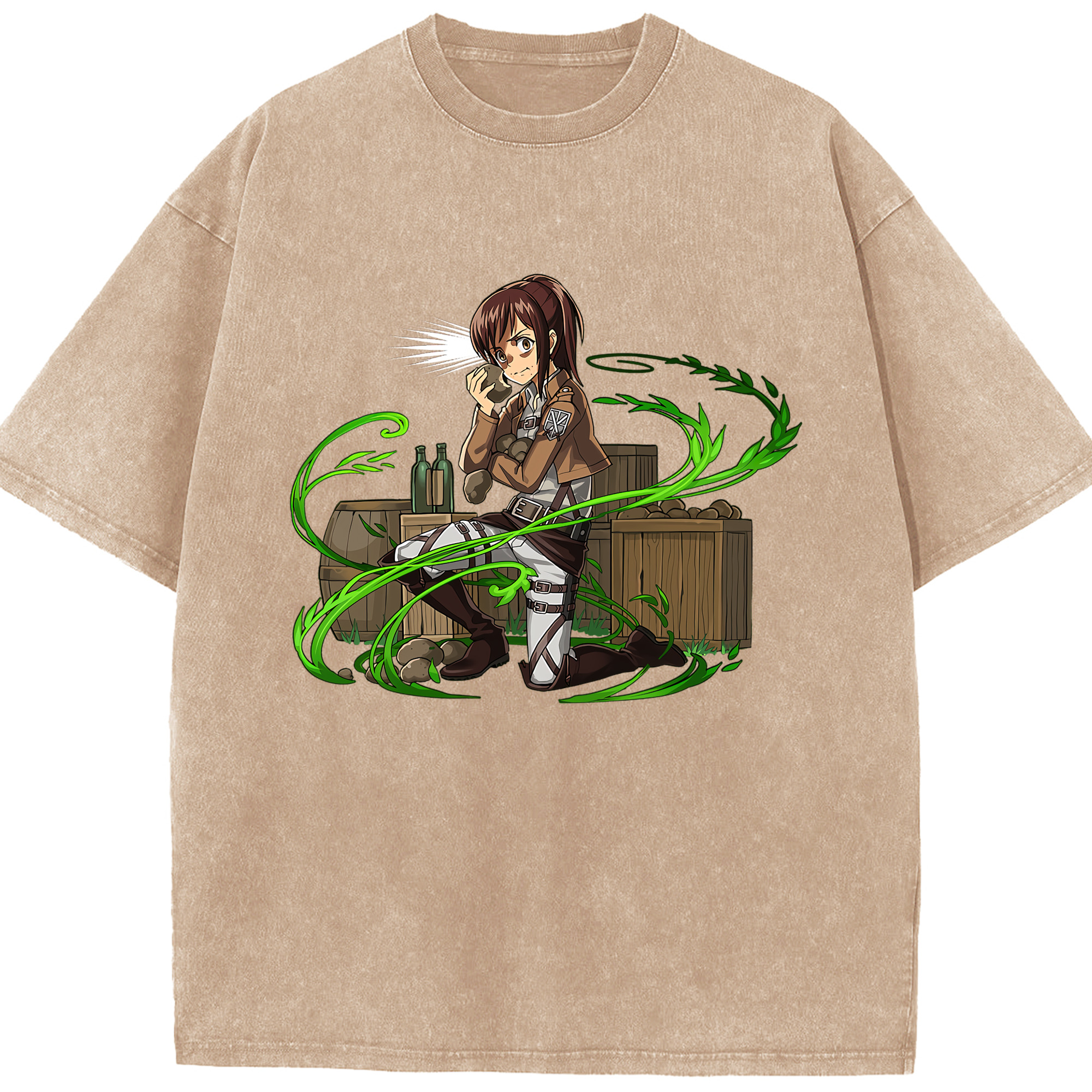 （画像用） 進撃の巨人 サシャ·ブラウス Attack on Titan Sasha Blaus 綿100% ヴィンテージ風 半袖Tシャツ（フロントプリント）