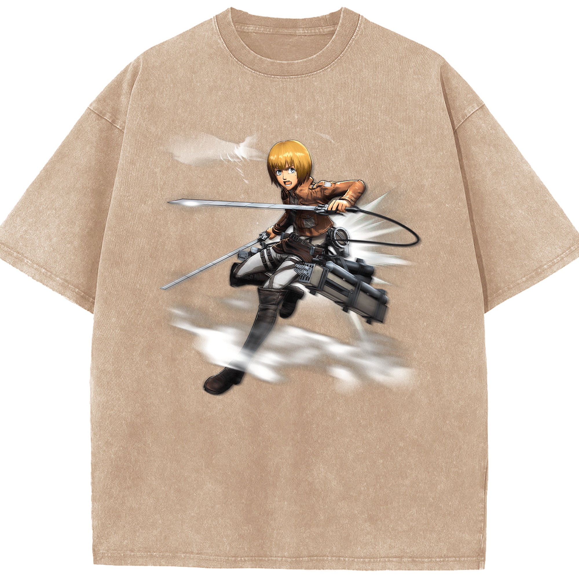 （画像用） 進撃の巨人 アルミン·アルレルト Attack on Titan Armin Arlert 綿100% ヴィンテージ風 半袖Tシャツ（フロントプリント）