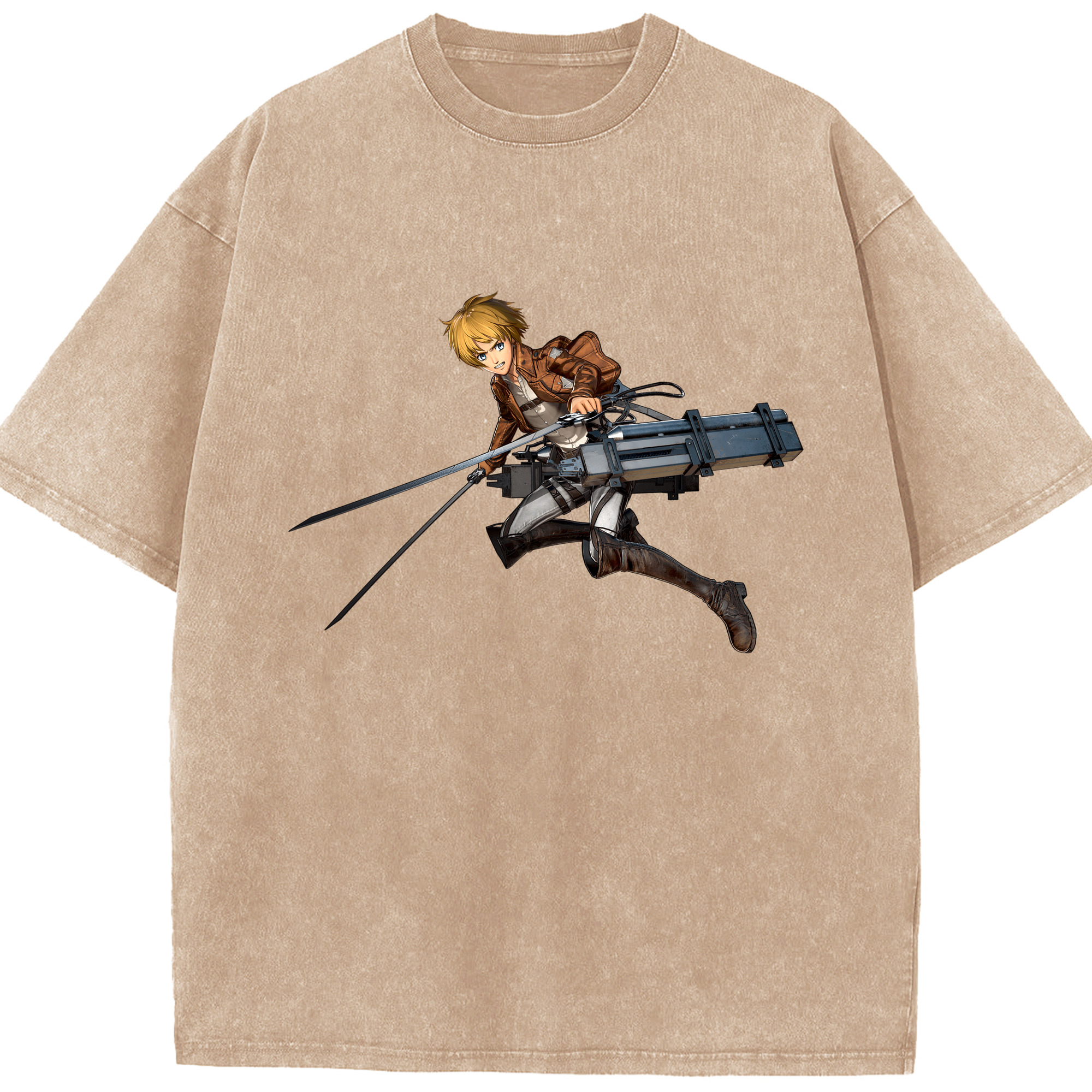 （画像用） 進撃の巨人 アルミン·アルレルト Attack on Titan Armin Arlert 綿100% ヴィンテージ風 半袖Tシャツ（フロントプリント）