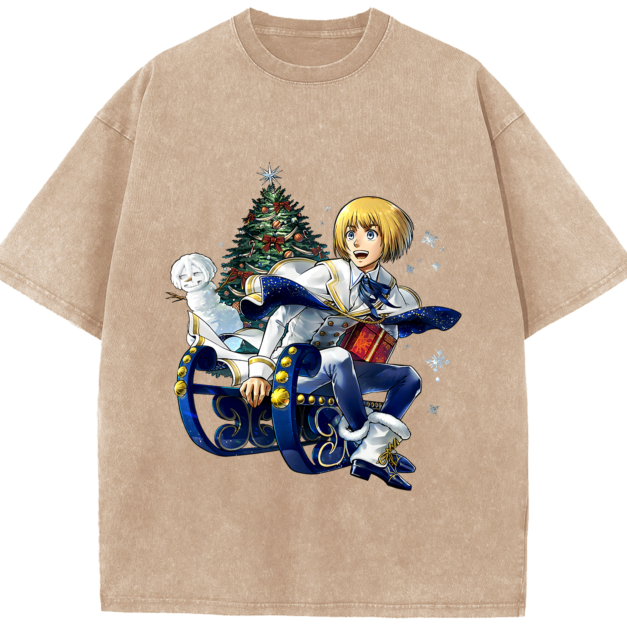 （画像用） 進撃の巨人 アルミン·アルレルト Attack on Titan Armin Arlert 綿100% ヴィンテージ風 半袖Tシャツ（フロントプリント）