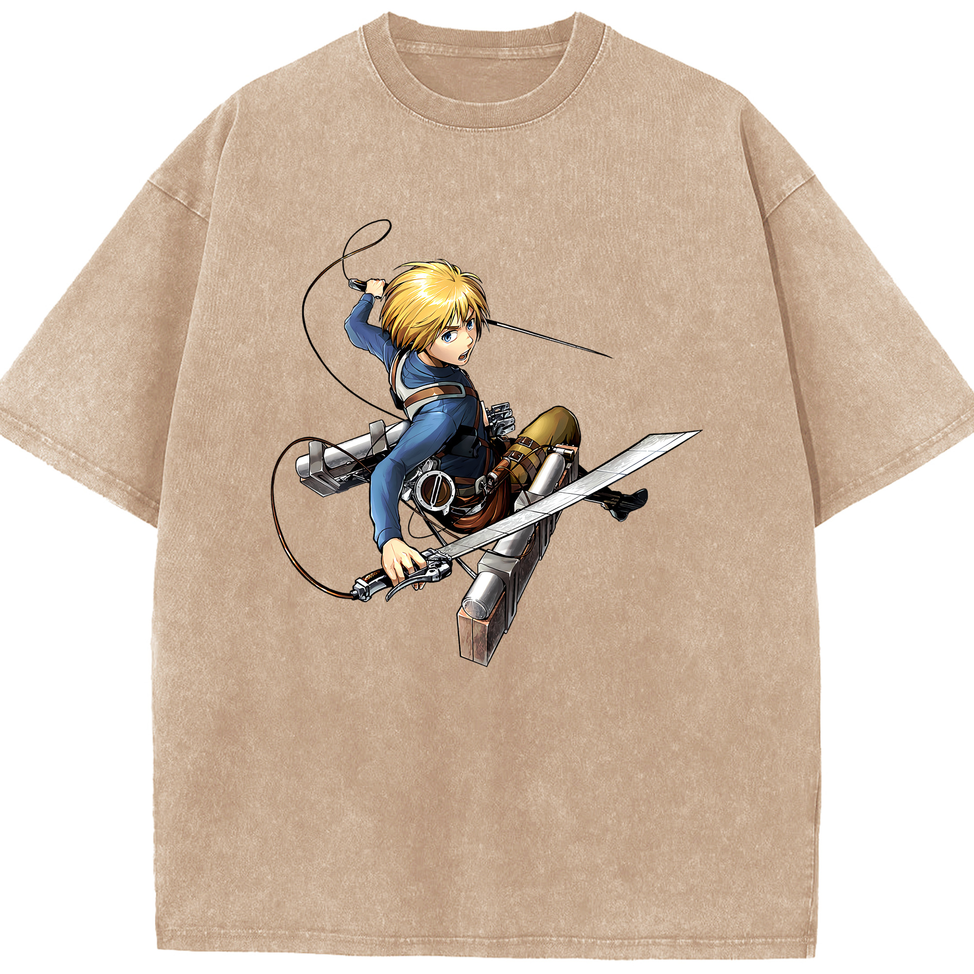 （画像用） 進撃の巨人 アルミン·アルレルト Attack on Titan Armin Arlert 綿100% ヴィンテージ風 半袖Tシャツ（フロントプリント）