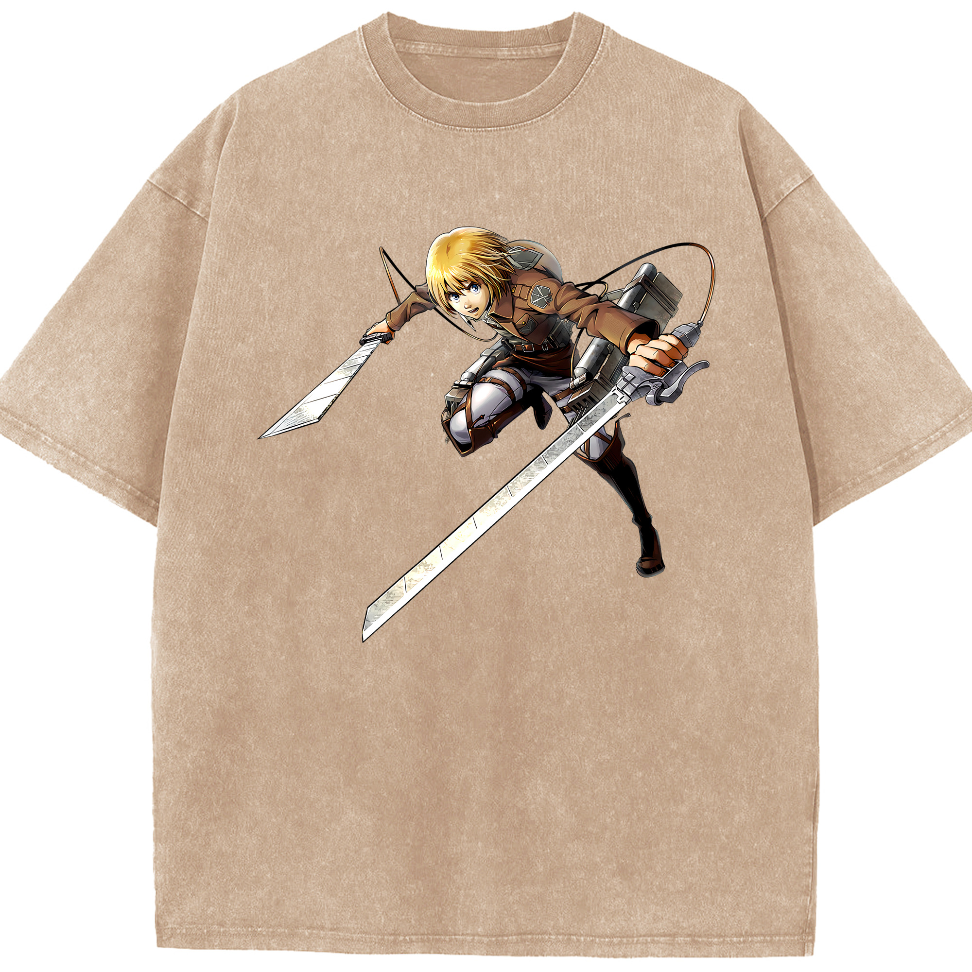 （画像用） 進撃の巨人 アルミン·アルレルト Attack on Titan Armin Arlert 綿100% ヴィンテージ風 半袖Tシャツ（フロントプリント）