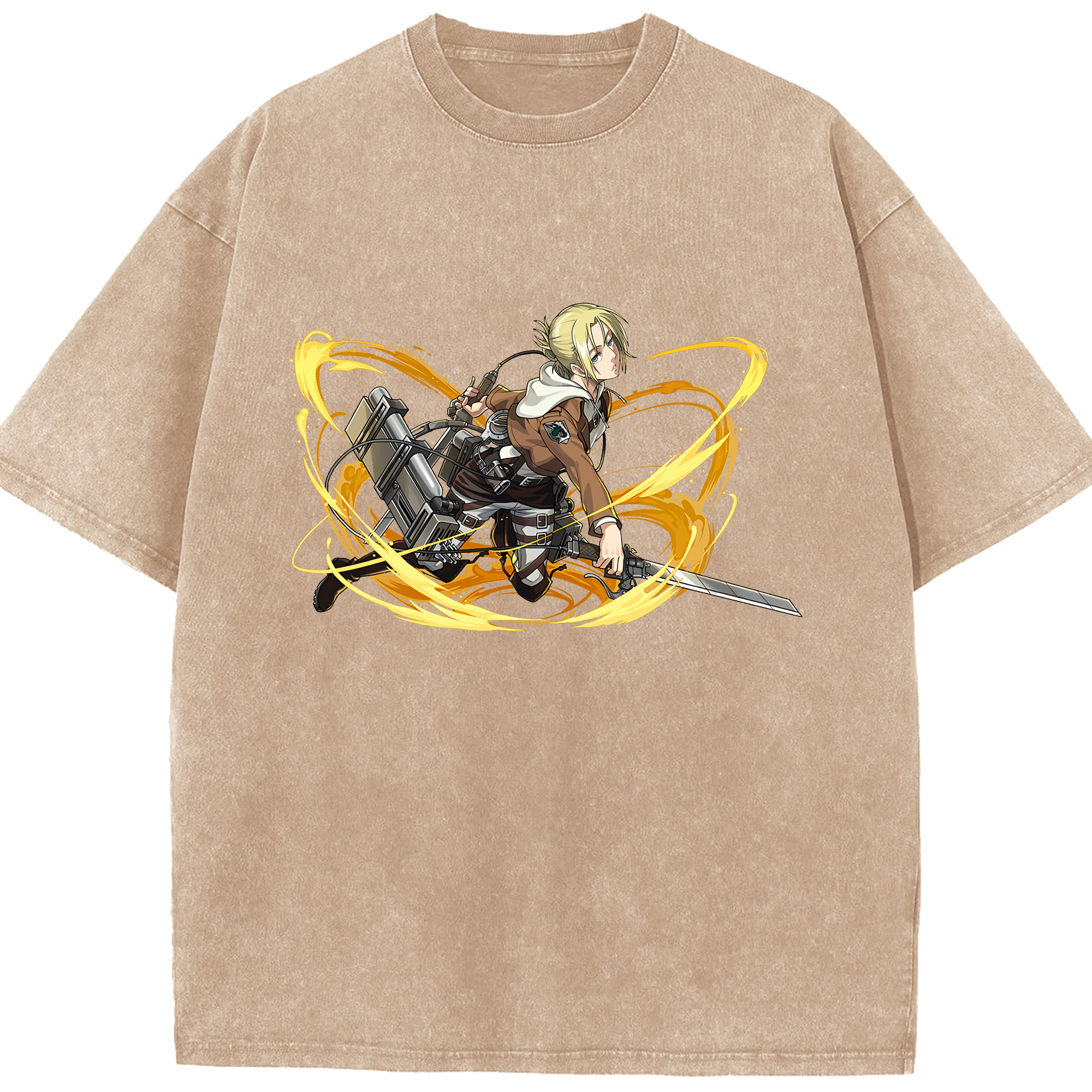 （画像用） 進撃の巨人 アニ・レオンハート Attack on Titan Annie Leonhart 綿100% ヴィンテージ風 半袖Tシャツ（フロントプリント）