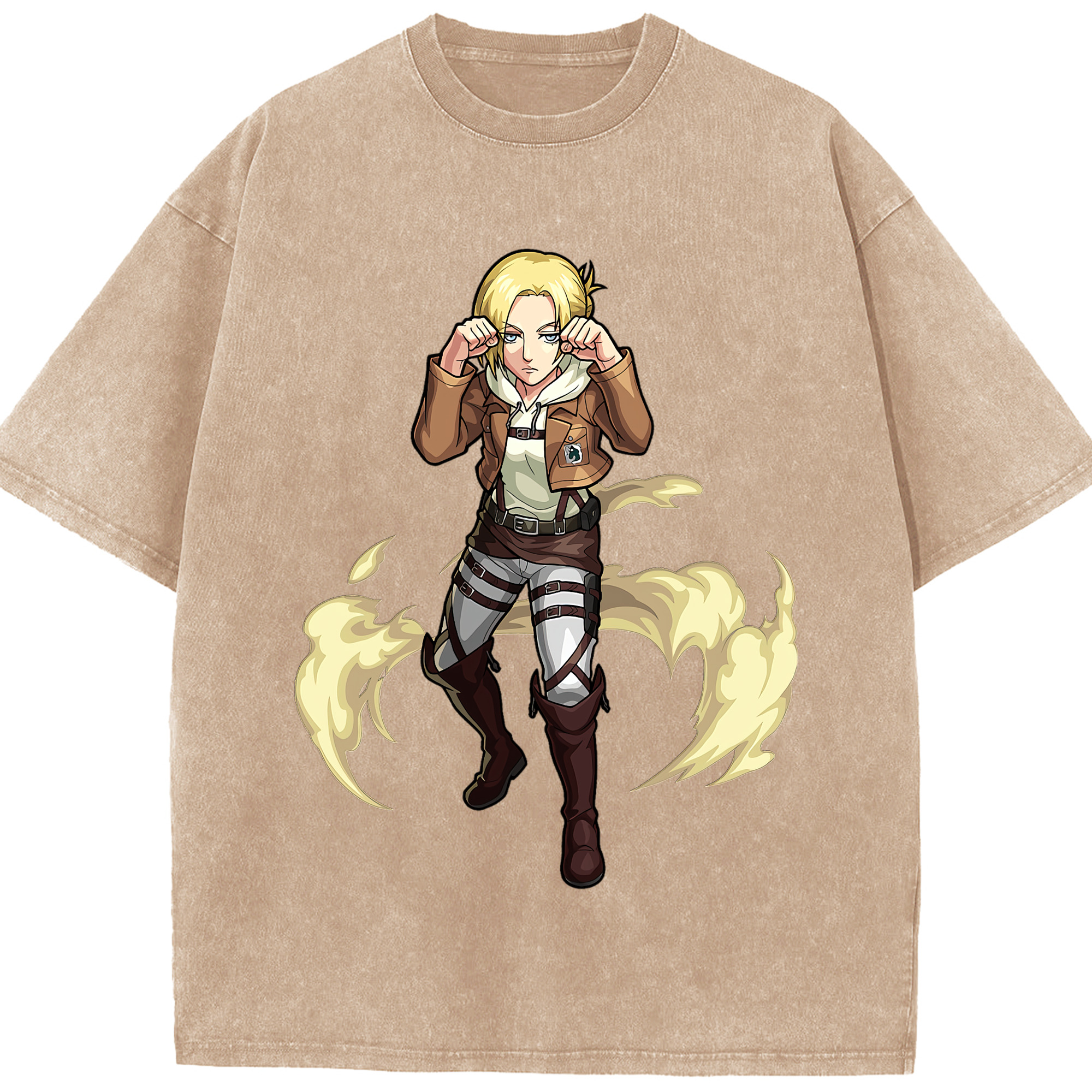 （画像用） 進撃の巨人 アニ・レオンハート Attack on Titan Annie Leonhart 綿100% ヴィンテージ風 半袖Tシャツ（フロントプリント）