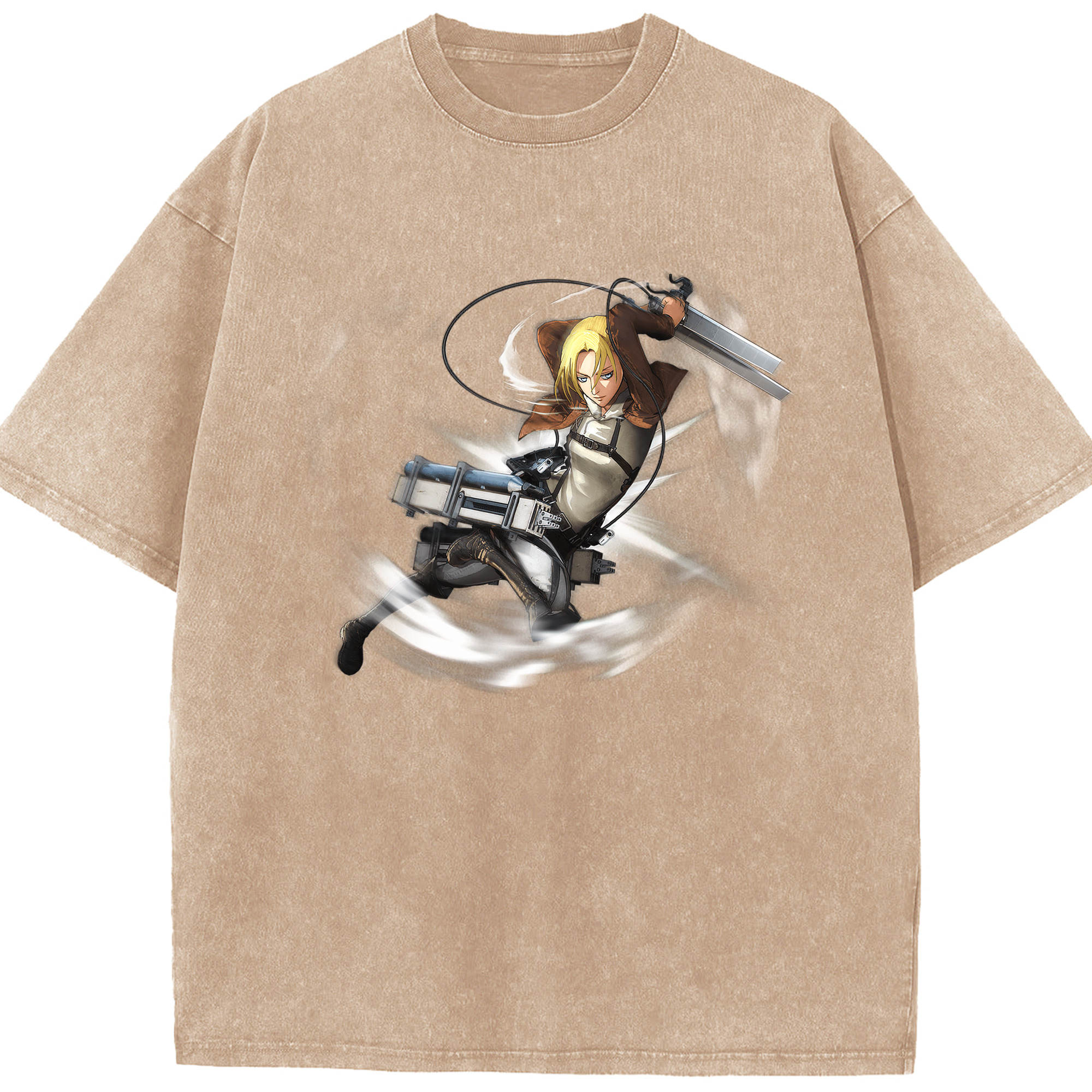 （画像用） 進撃の巨人 アニ・レオンハート Attack on Titan Annie Leonhart 綿100% ヴィンテージ風 半袖Tシャツ（フロントプリント）