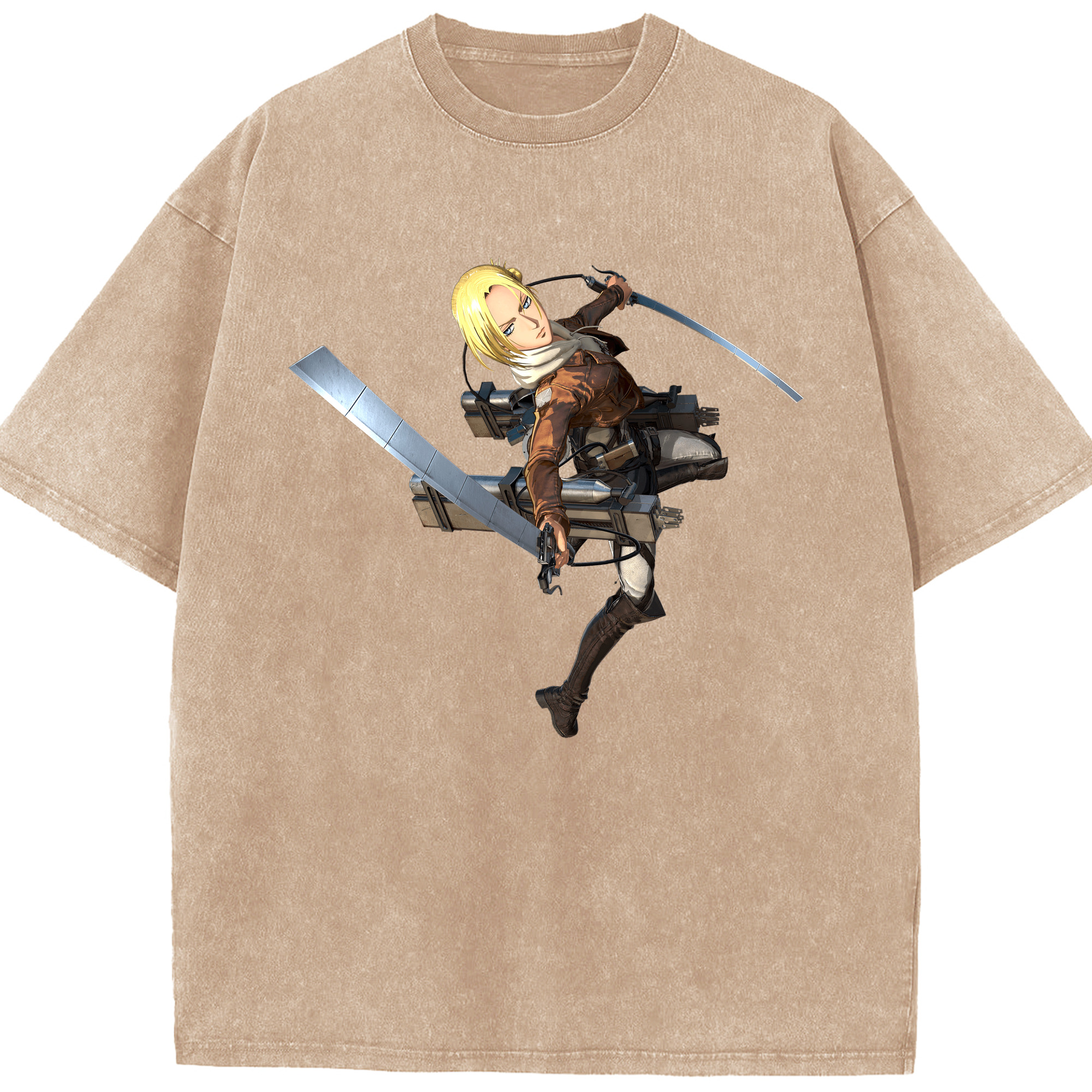 （画像用） 進撃の巨人 アニ・レオンハート Attack on Titan Annie Leonhart 綿100% ヴィンテージ風 半袖Tシャツ（フロントプリント）