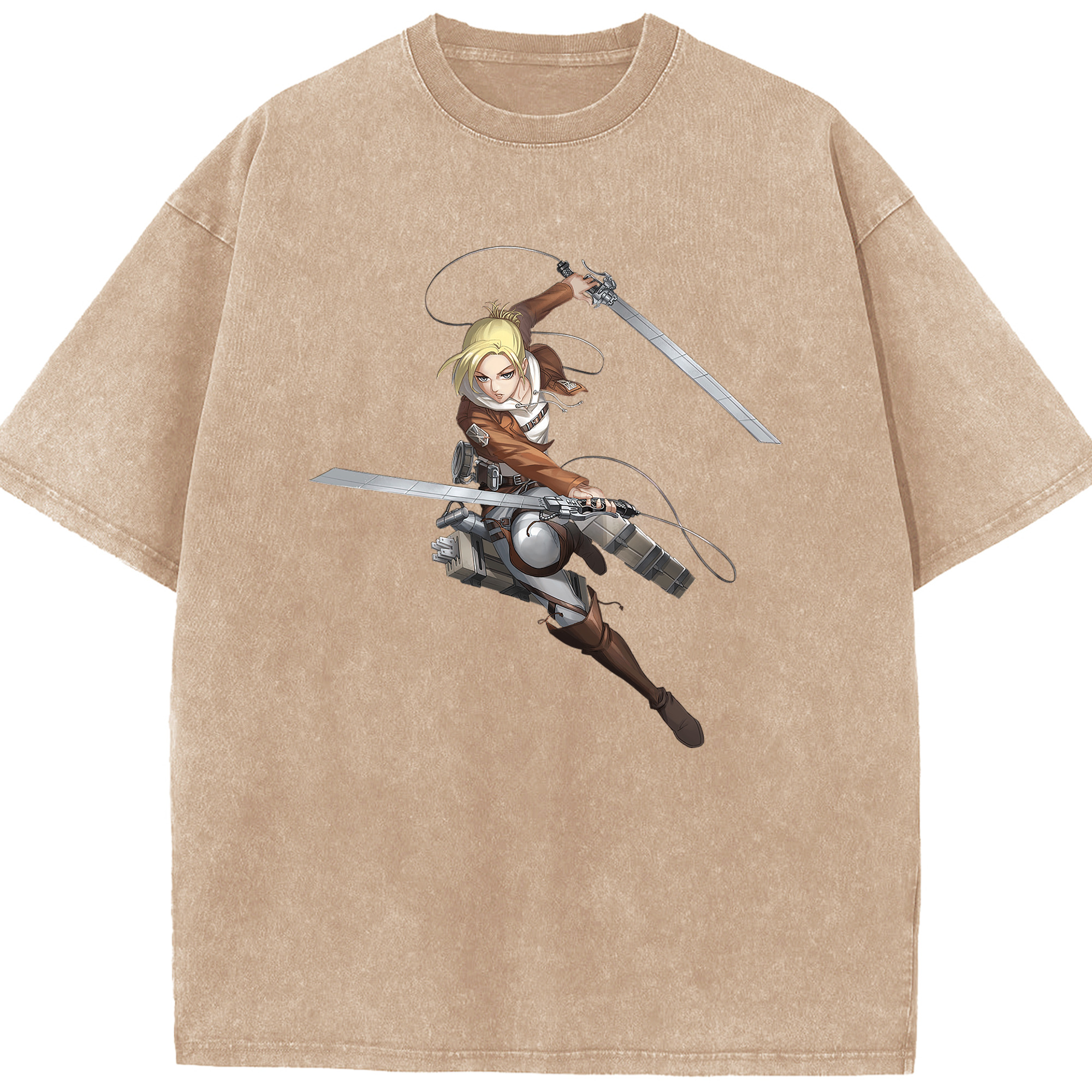 （画像用） 進撃の巨人 アニ・レオンハート Attack on Titan Annie Leonhart 綿100% ヴィンテージ風 半袖Tシャツ（フロントプリント）