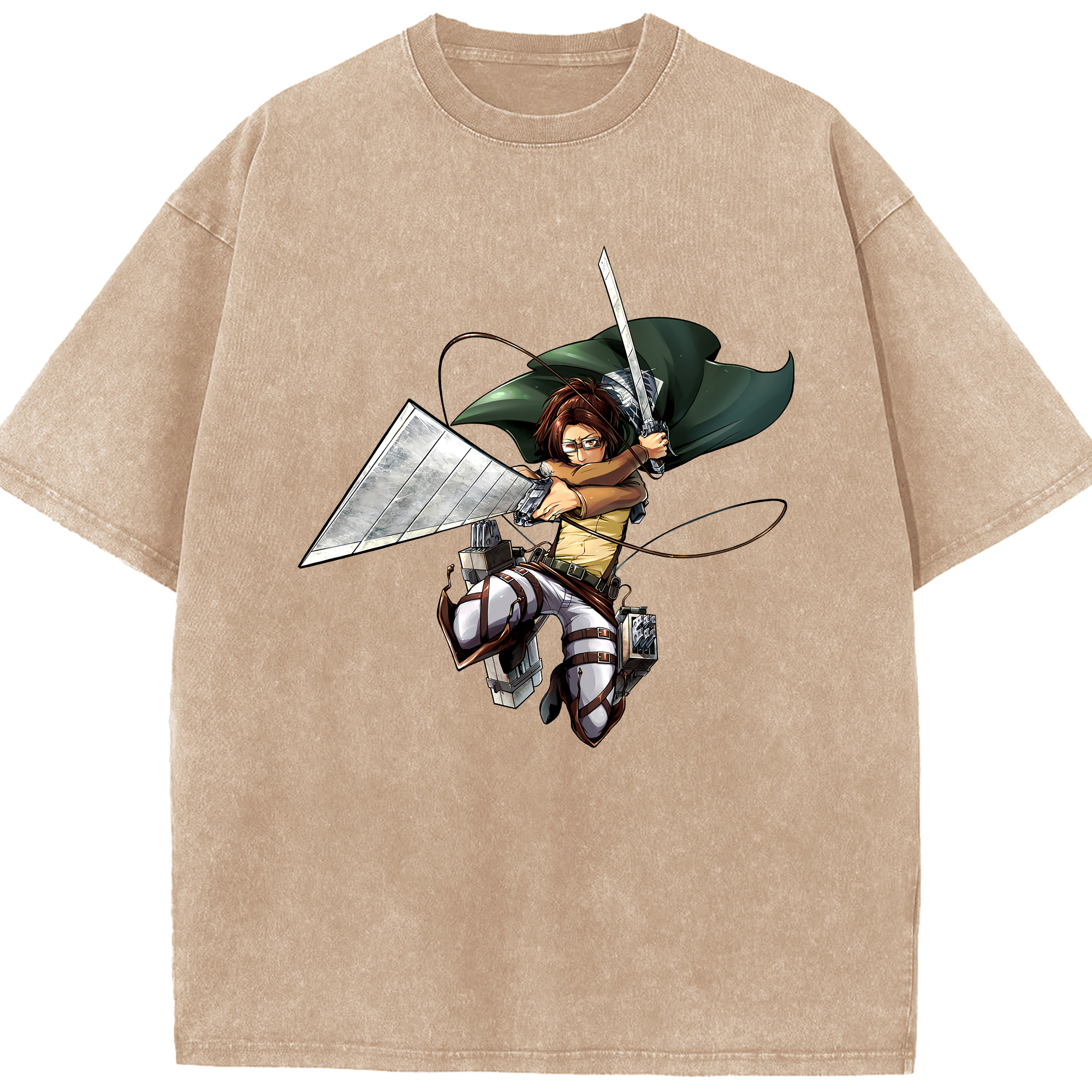 （画像用） 進撃の巨人 ハンジ·ゾエ Attack on Titan Hanji Zoe 綿100% ヴィンテージ風 半袖Tシャツ（フロントプリント）