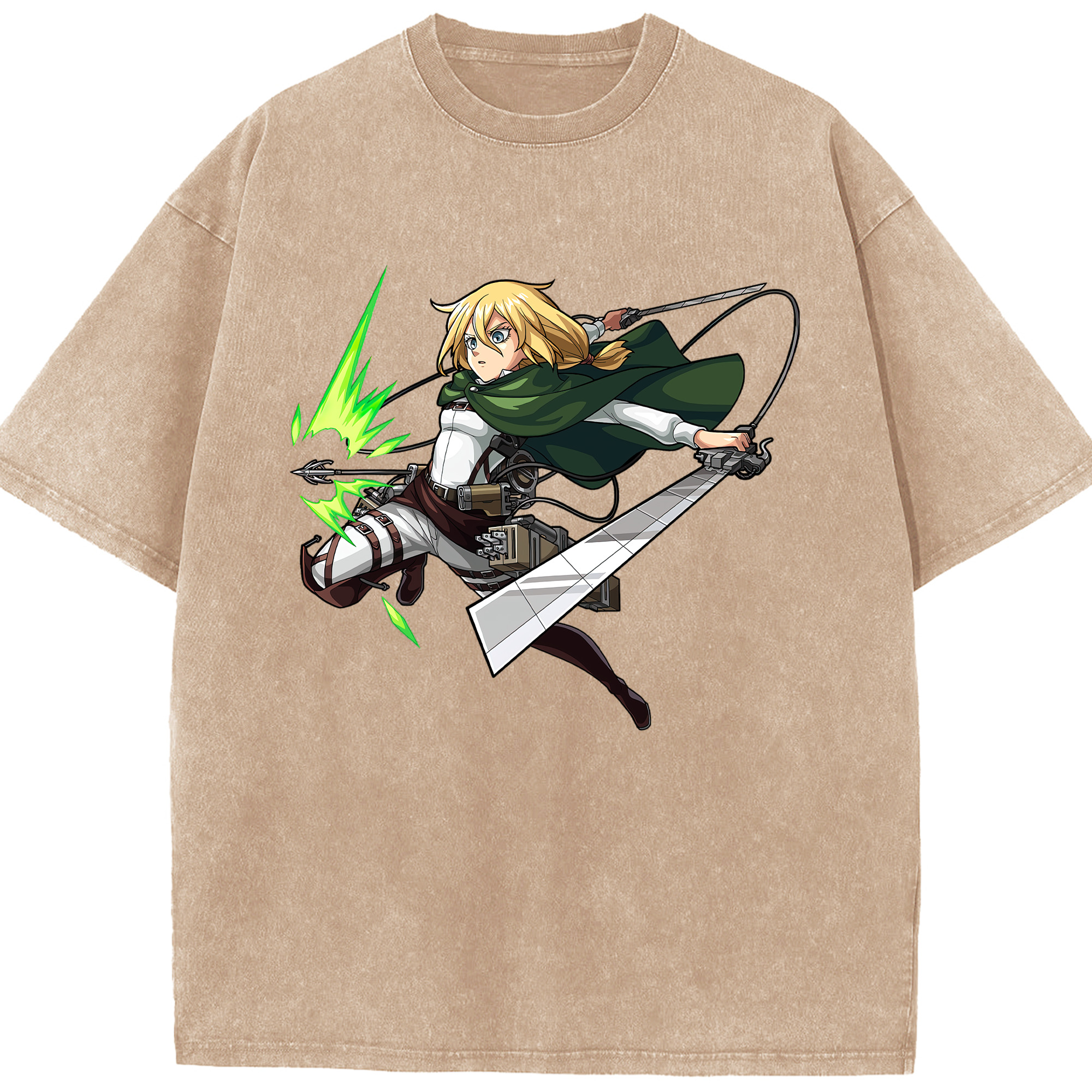 （画像用） 進撃の巨人 クリスタ·レンズ Attack on Titan Christa Lenz 綿100% ヴィンテージ風 半袖Tシャツ（フロントプリント）