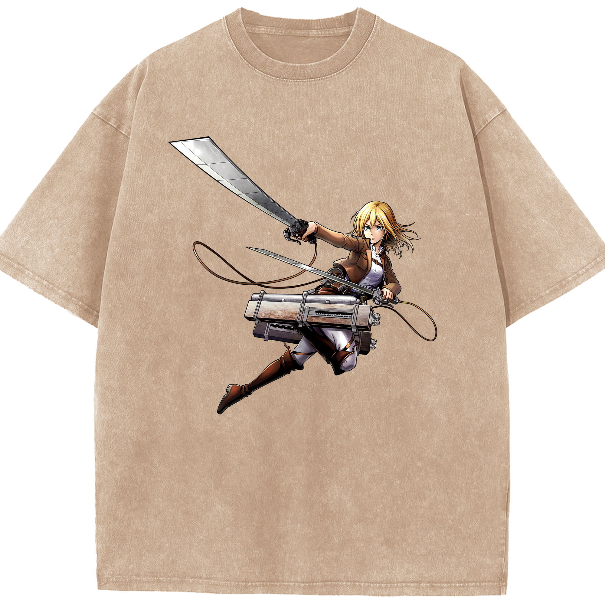 （画像用） 進撃の巨人 クリスタ·レンズ Attack on Titan Christa Lenz 綿100% ヴィンテージ風 半袖Tシャツ（フロントプリント）