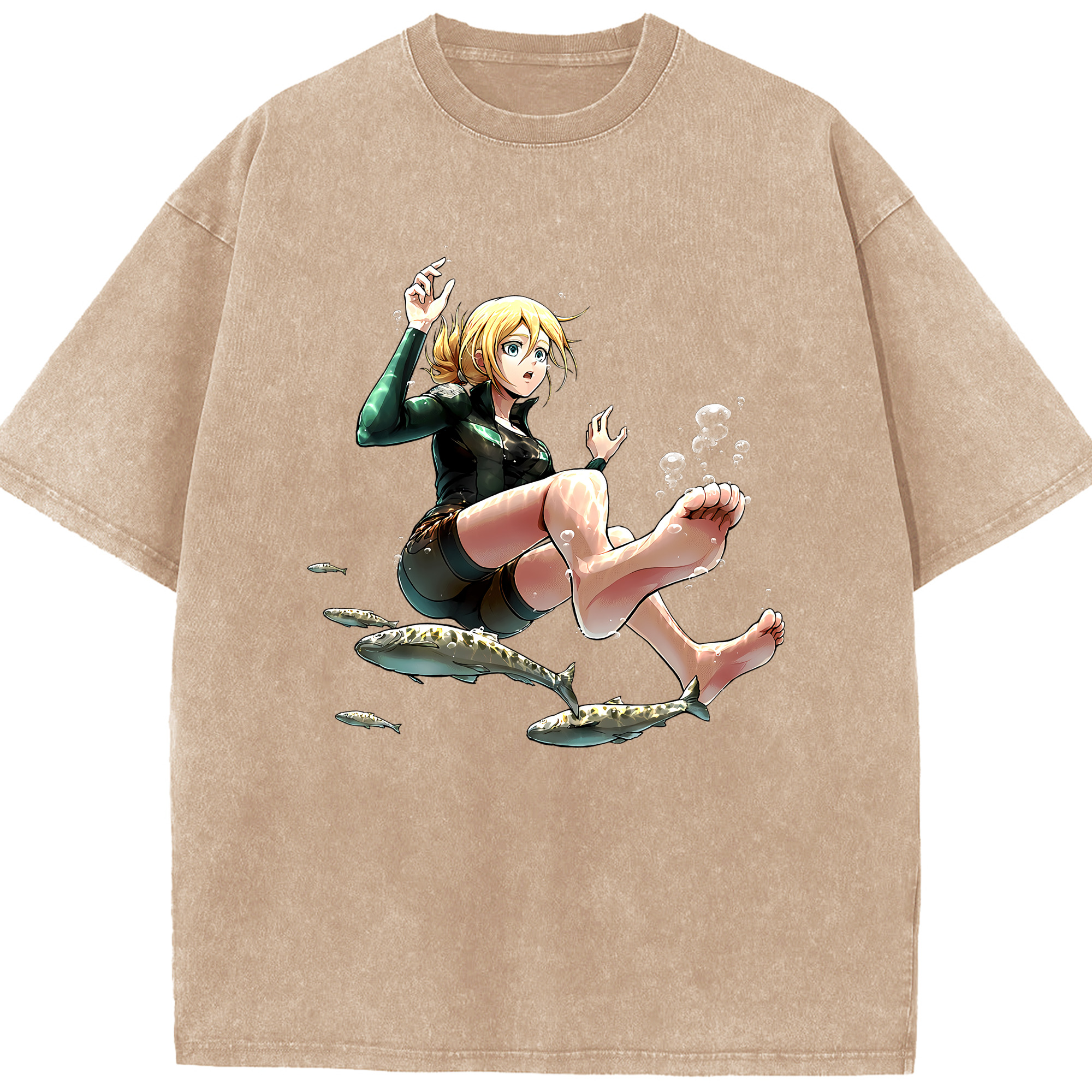 （画像用） 進撃の巨人 クリスタ·レンズ Attack on Titan Christa Lenz 綿100% ヴィンテージ風 半袖Tシャツ（フロントプリント）