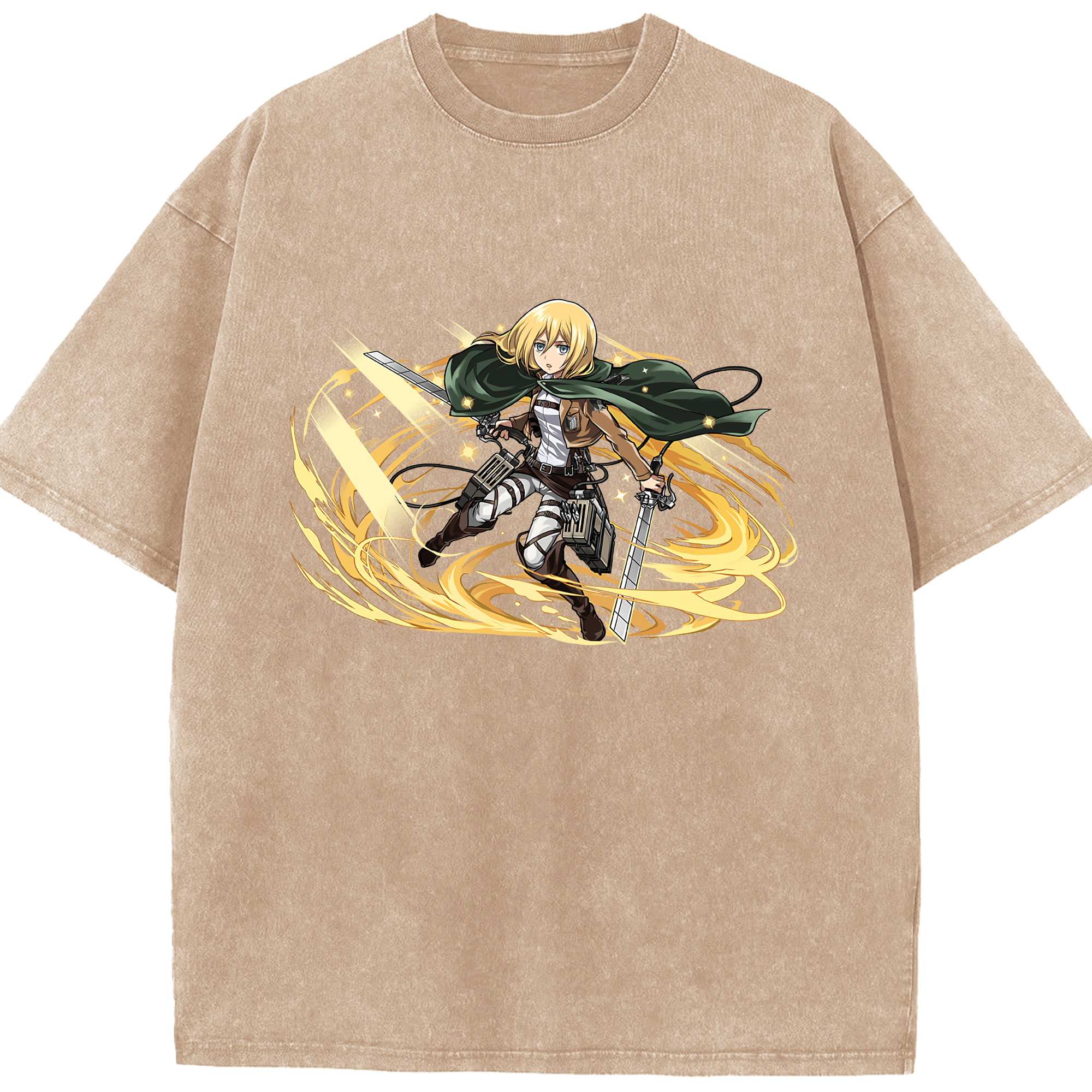 （画像用） 進撃の巨人 クリスタ·レンズ Attack on Titan Christa Lenz 綿100% ヴィンテージ風 半袖Tシャツ（フロントプリント）