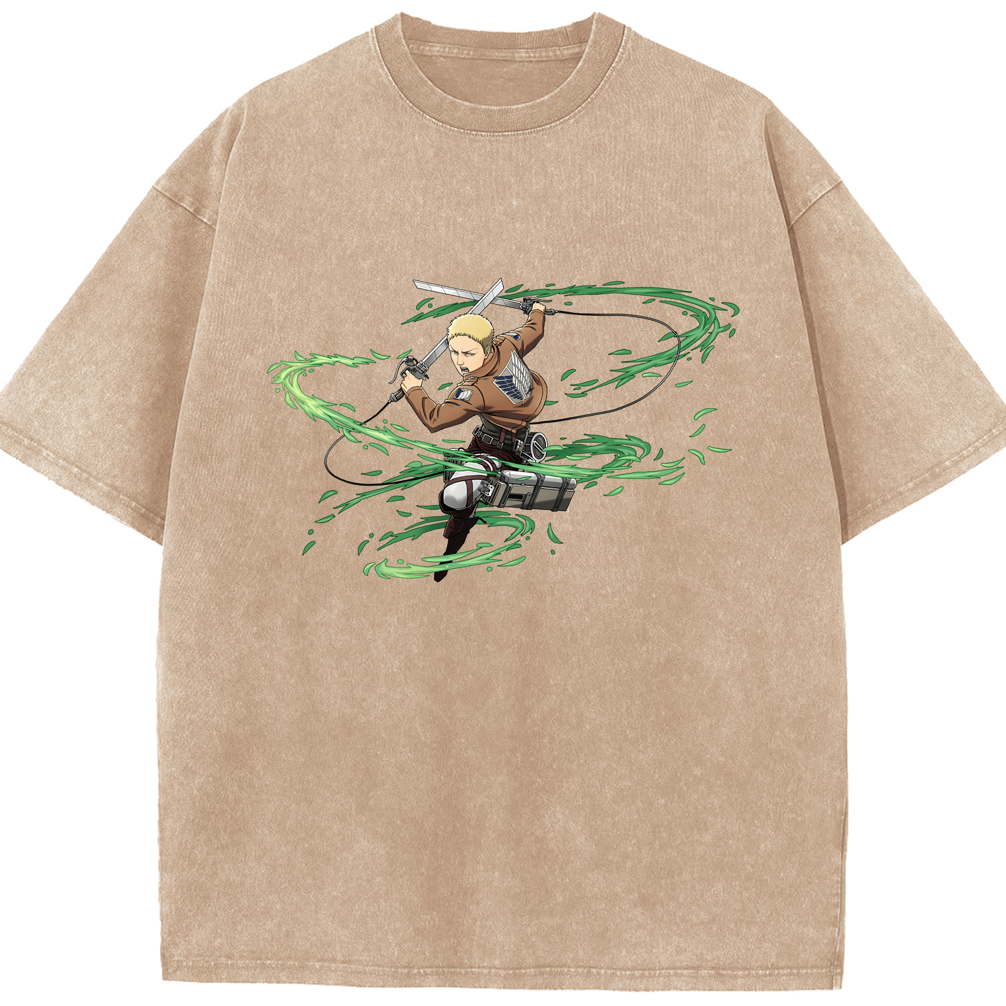 （画像用） 進撃の巨人 ライナー・ブラウン Attack on Titan Reiner Braun 綿100% ヴィンテージ風 半袖Tシャツ（フロントプリント）