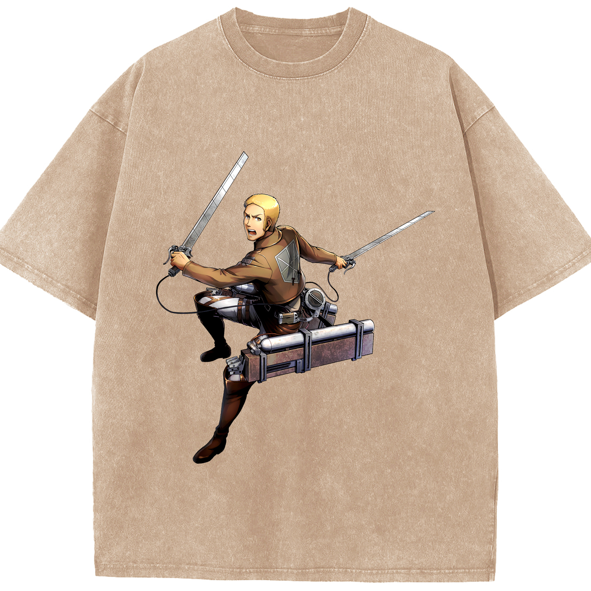 （画像用） 進撃の巨人 ライナー・ブラウン Attack on Titan Reiner Braun 綿100% ヴィンテージ風 半袖Tシャツ（フロントプリント）