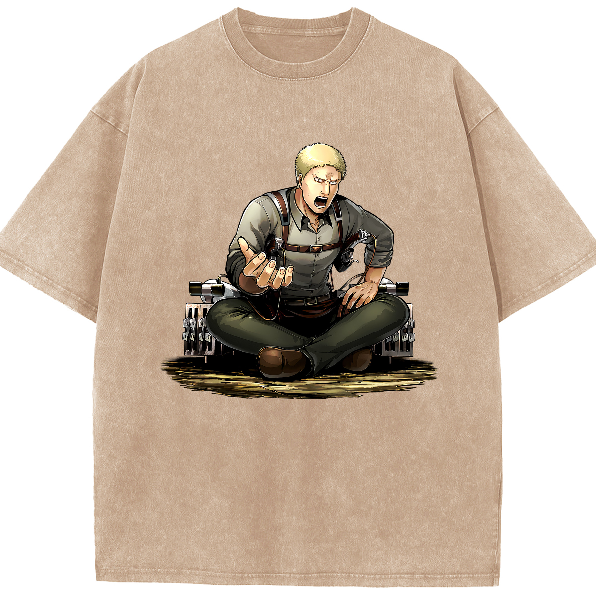 （画像用） 進撃の巨人 ライナー・ブラウン Attack on Titan Reiner Braun 綿100% ヴィンテージ風 半袖Tシャツ（フロントプリント）