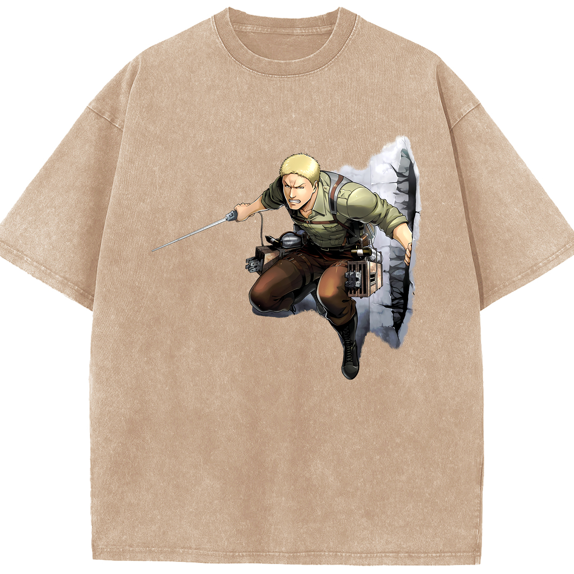 （画像用） 進撃の巨人 ライナー・ブラウン Attack on Titan Reiner Braun 綿100% ヴィンテージ風 半袖Tシャツ（フロントプリント）